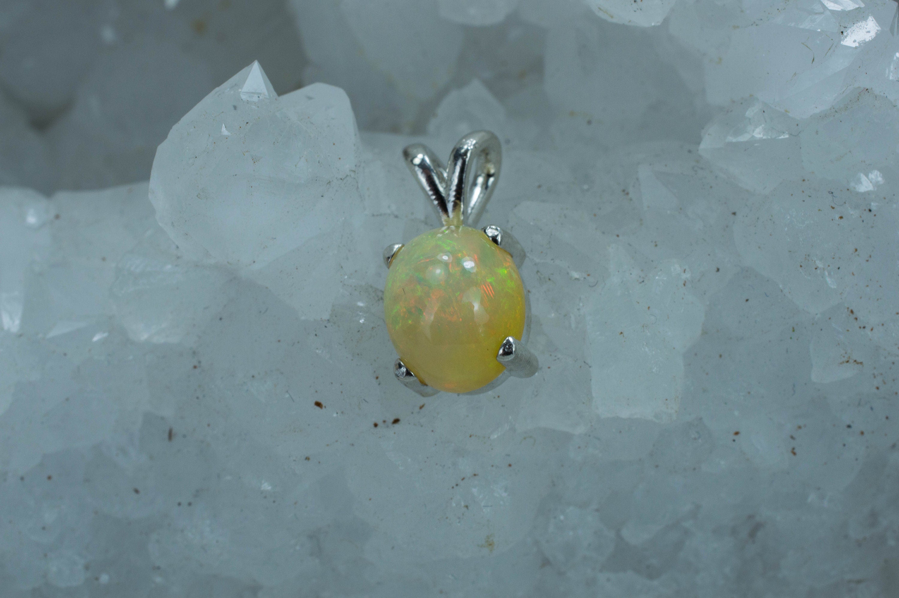 Opal Sterling Silver Pendant, Genuine Untreated Ethiopian Opal - Mark Oliver Gems