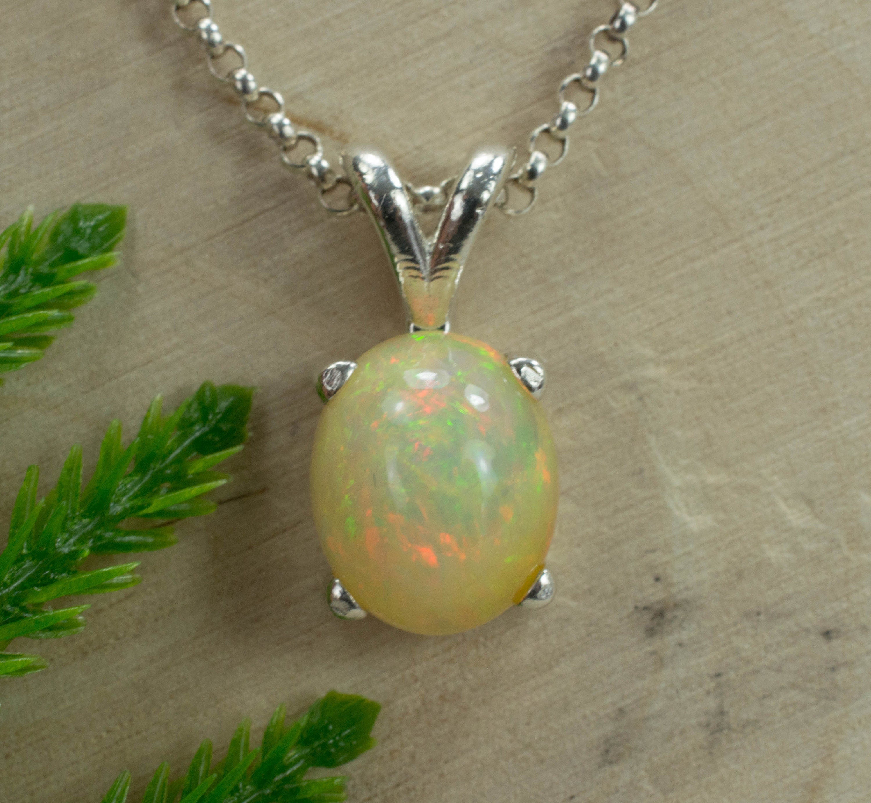 Opal Sterling Silver Pendant, Genuine Untreated Ethiopian Opal - Mark Oliver Gems