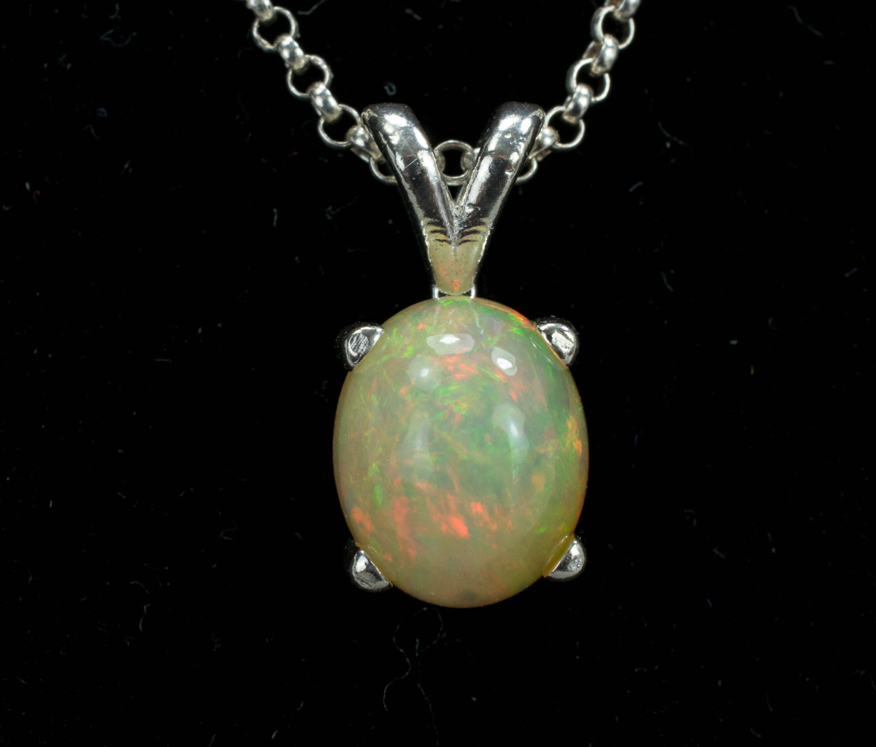 Opal Sterling Silver Pendant, Genuine Untreated Ethiopian Opal - Mark Oliver Gems