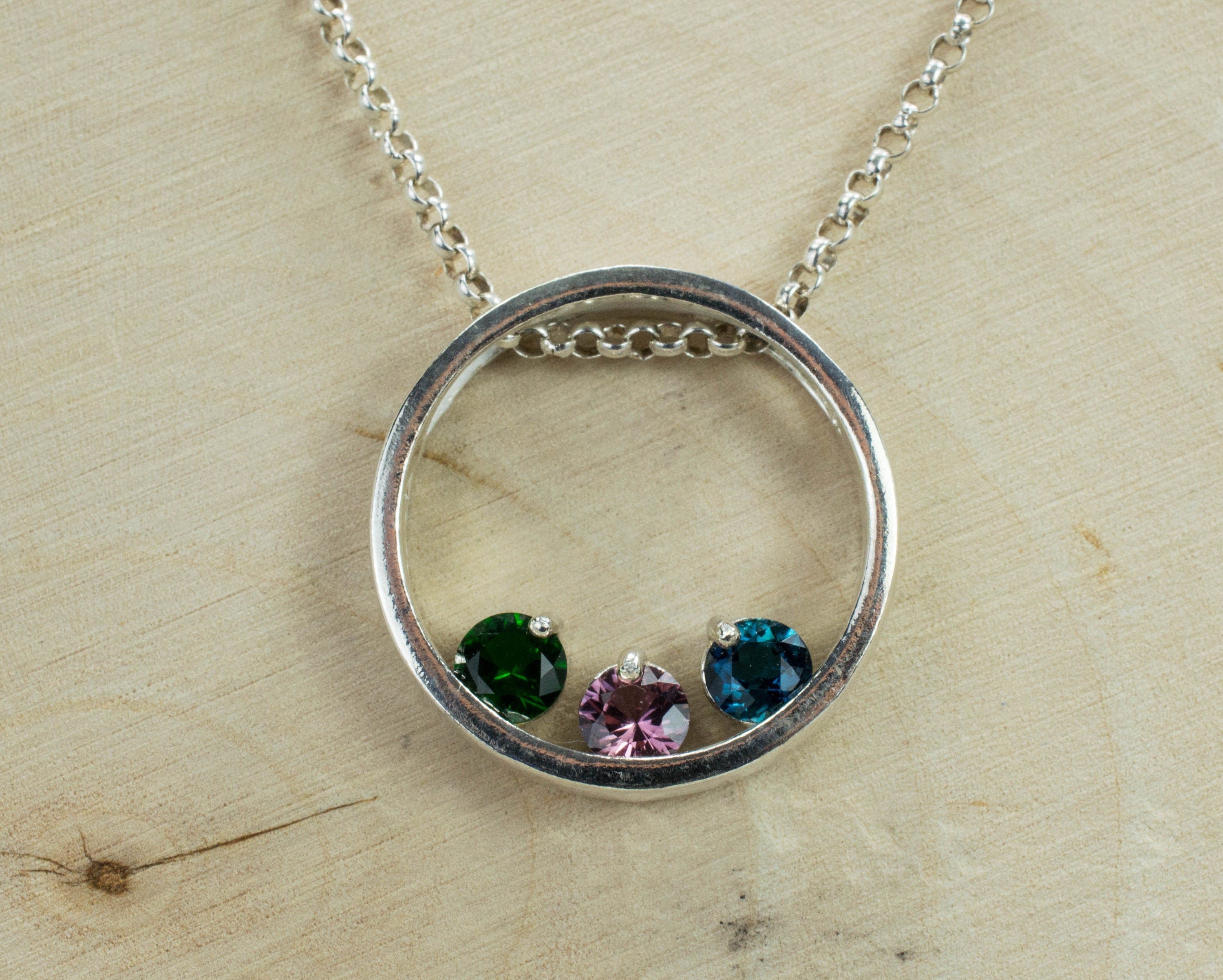 Tourmaline Sterling Silver Pendant, Genuine Untreated Tourmaline - Mark Oliver Gems