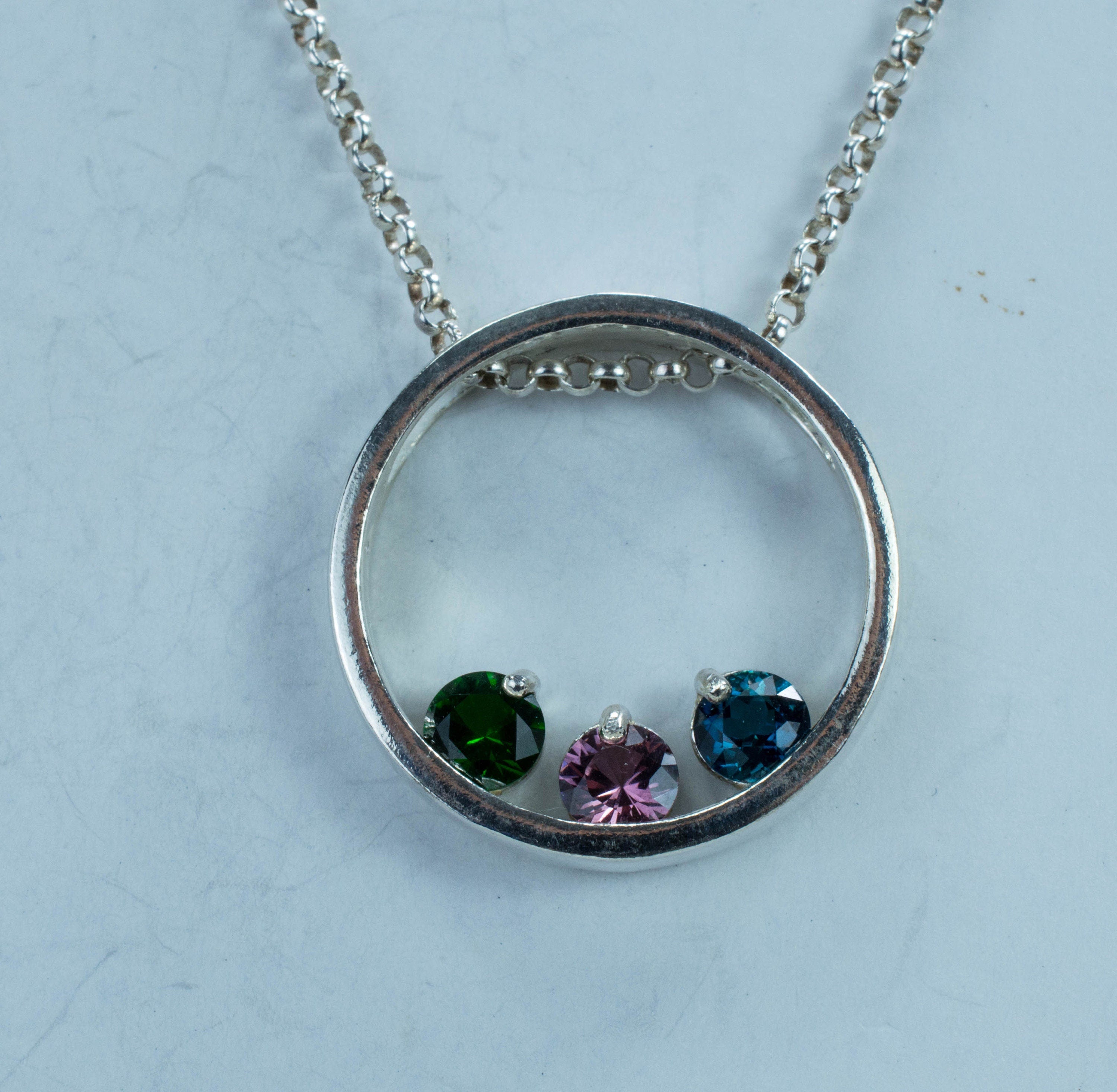 Tourmaline Sterling Silver Pendant, Genuine Untreated Tourmaline - Mark Oliver Gems