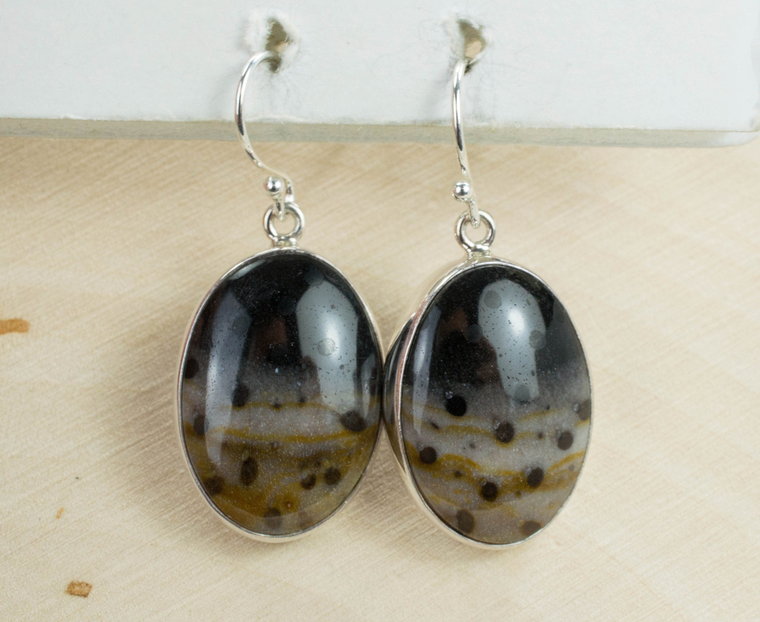 Petrified Palm / Palmoxylon Sterling Silver Earrings; Genuine Untreated Petrified Palm - Mark Oliver Gems