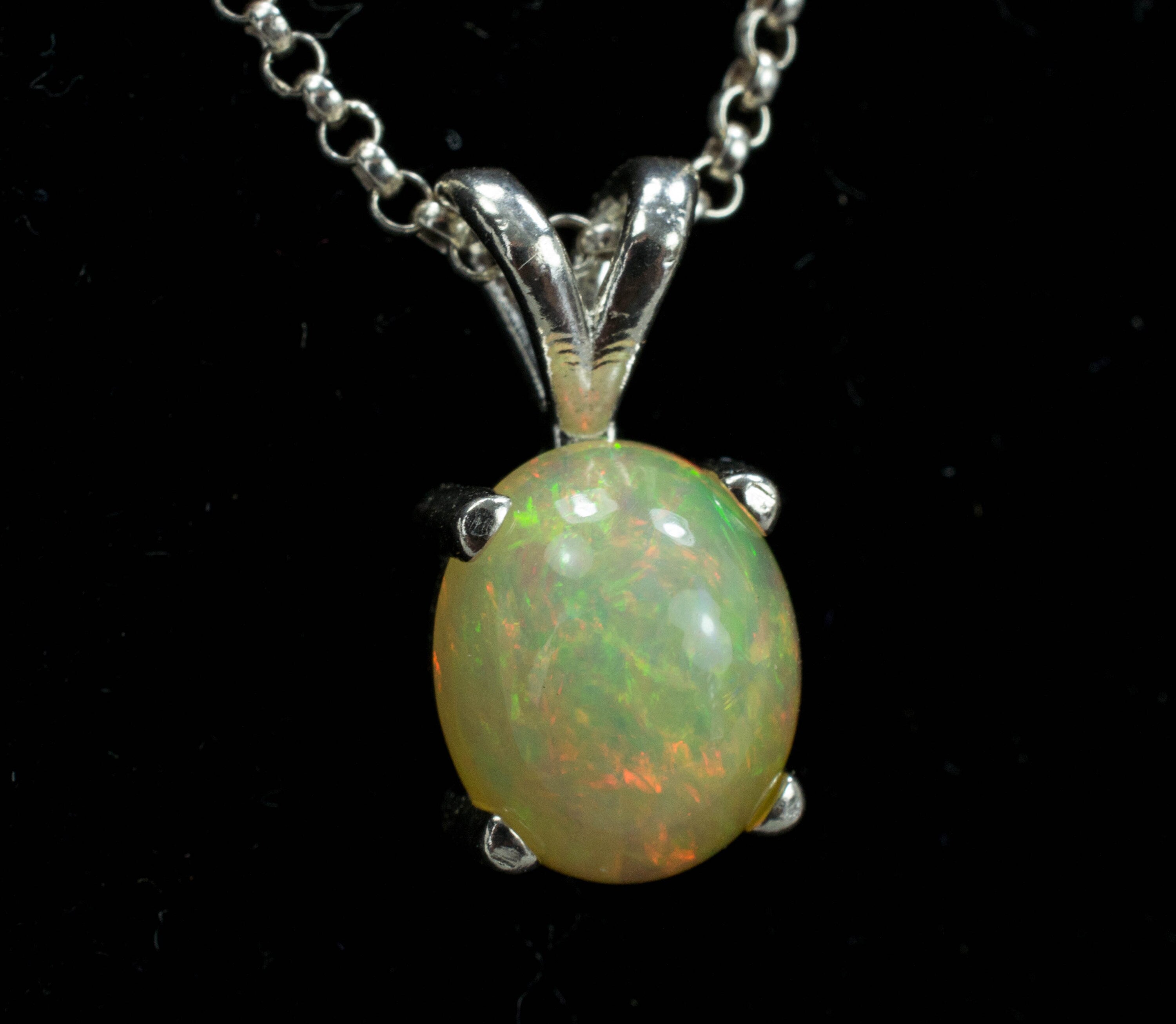 Opal Sterling Silver Pendant, Genuine Untreated Ethiopian Opal - Mark Oliver Gems