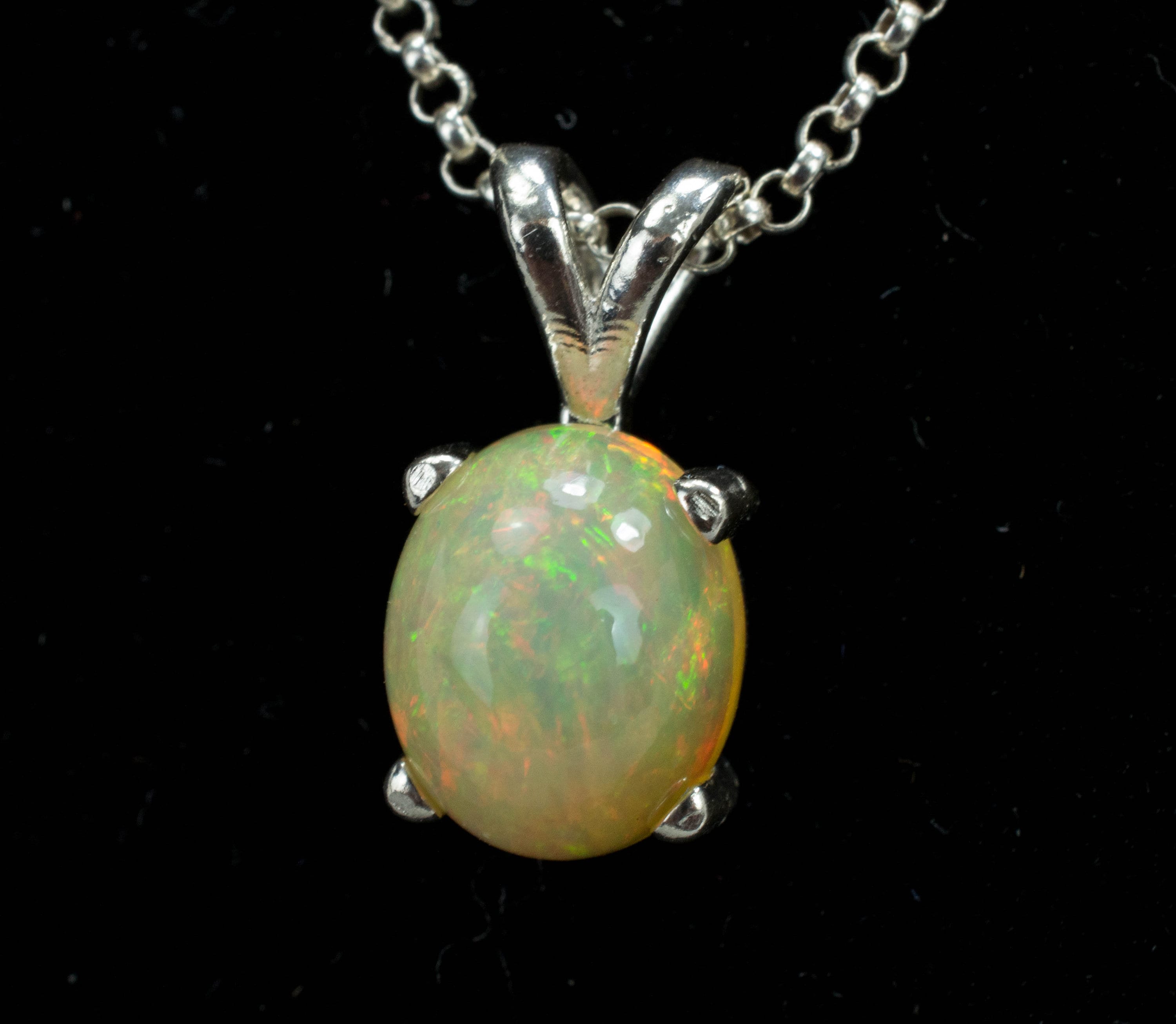 Opal Sterling Silver Pendant, Genuine Untreated Ethiopian Opal - Mark Oliver Gems
