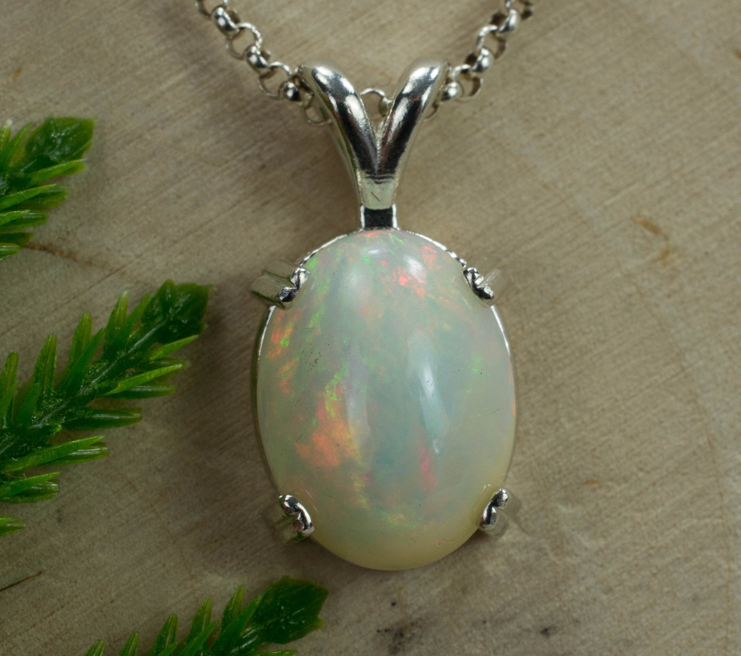 Ethiopian Welo Opal Sterling Silver Pendant, Genuine Untreated Ethiopian Opal; Opal Jewelry