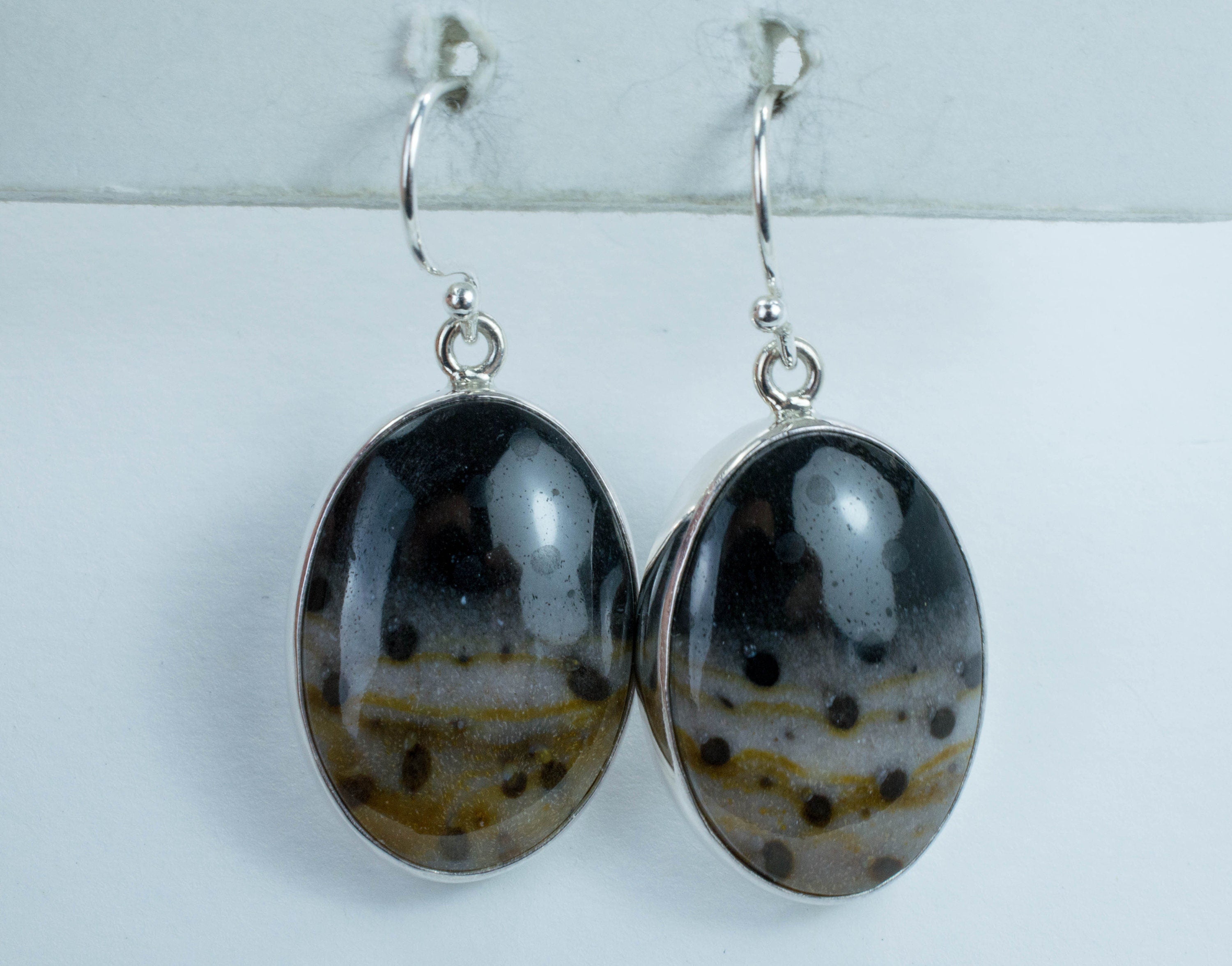 Petrified Palm / Palmoxylon Sterling Silver Earrings; Genuine Untreated Petrified Palm - Mark Oliver Gems