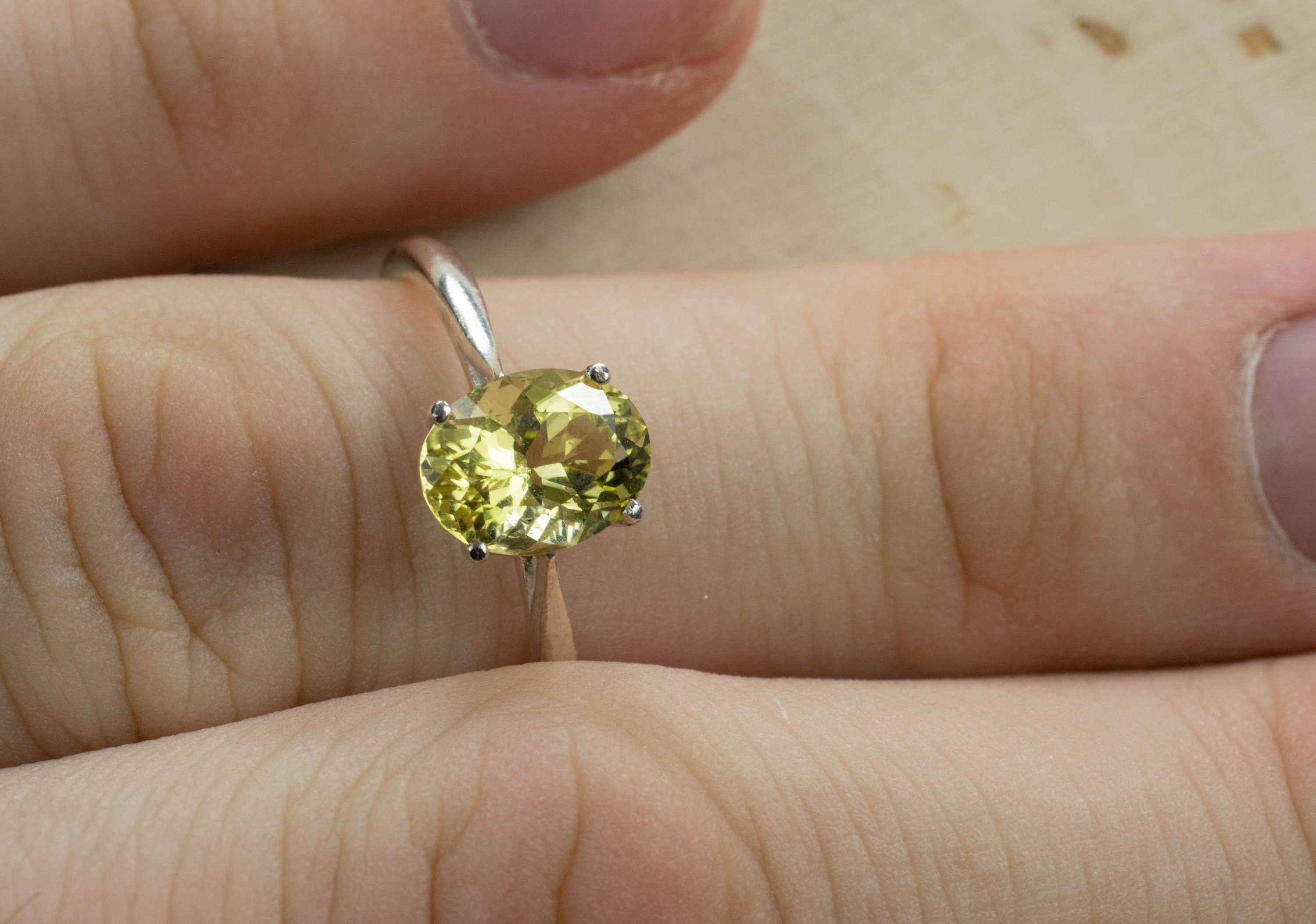 Lemon Quartz Sterling Silver Ring, Genuine Untreated Brazilian Quartz - Mark Oliver Gems