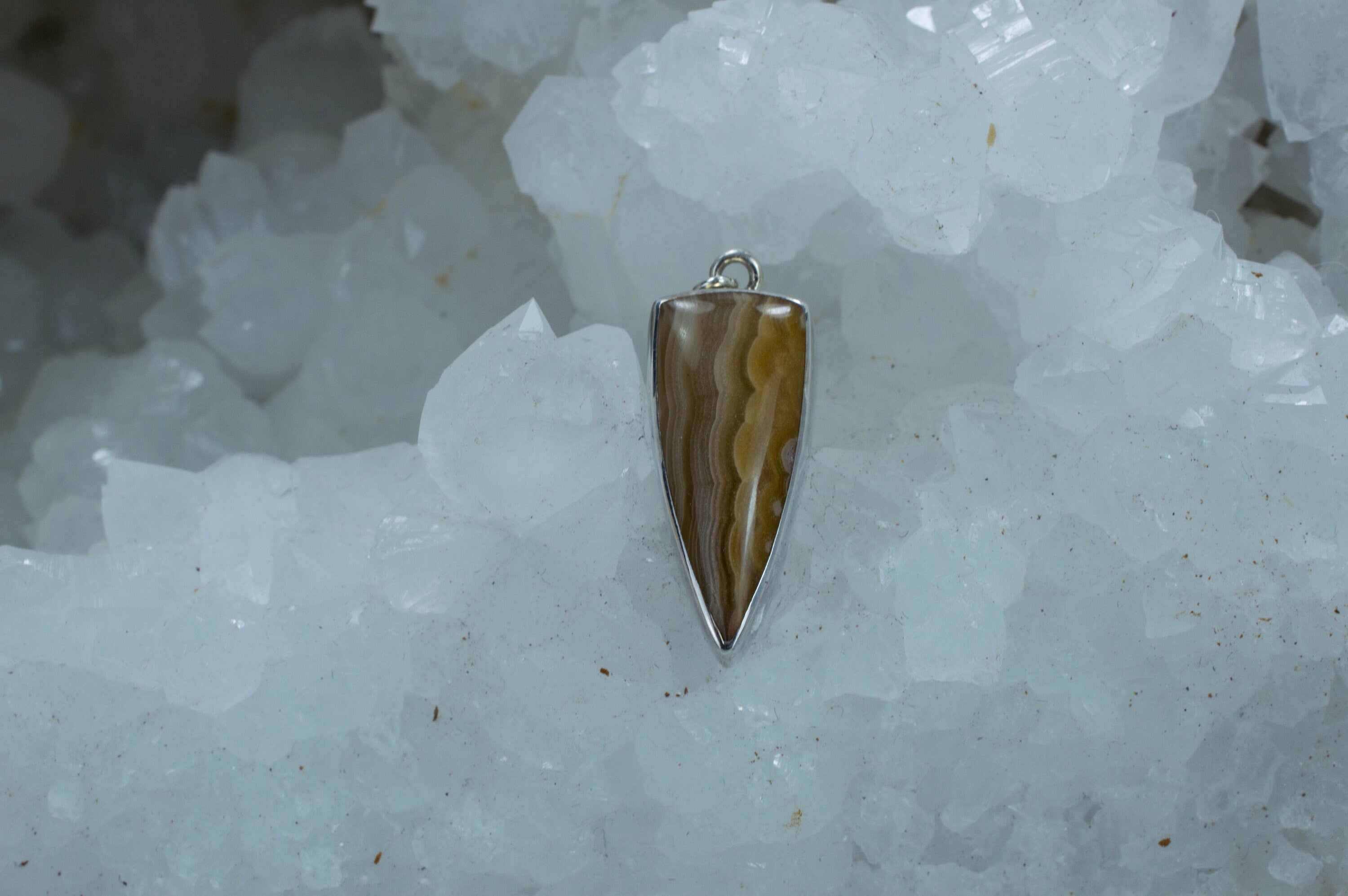 Laguna Agate Sterling Silver Pendant, Genuine Untreated Mexican Agate - Mark Oliver Gems