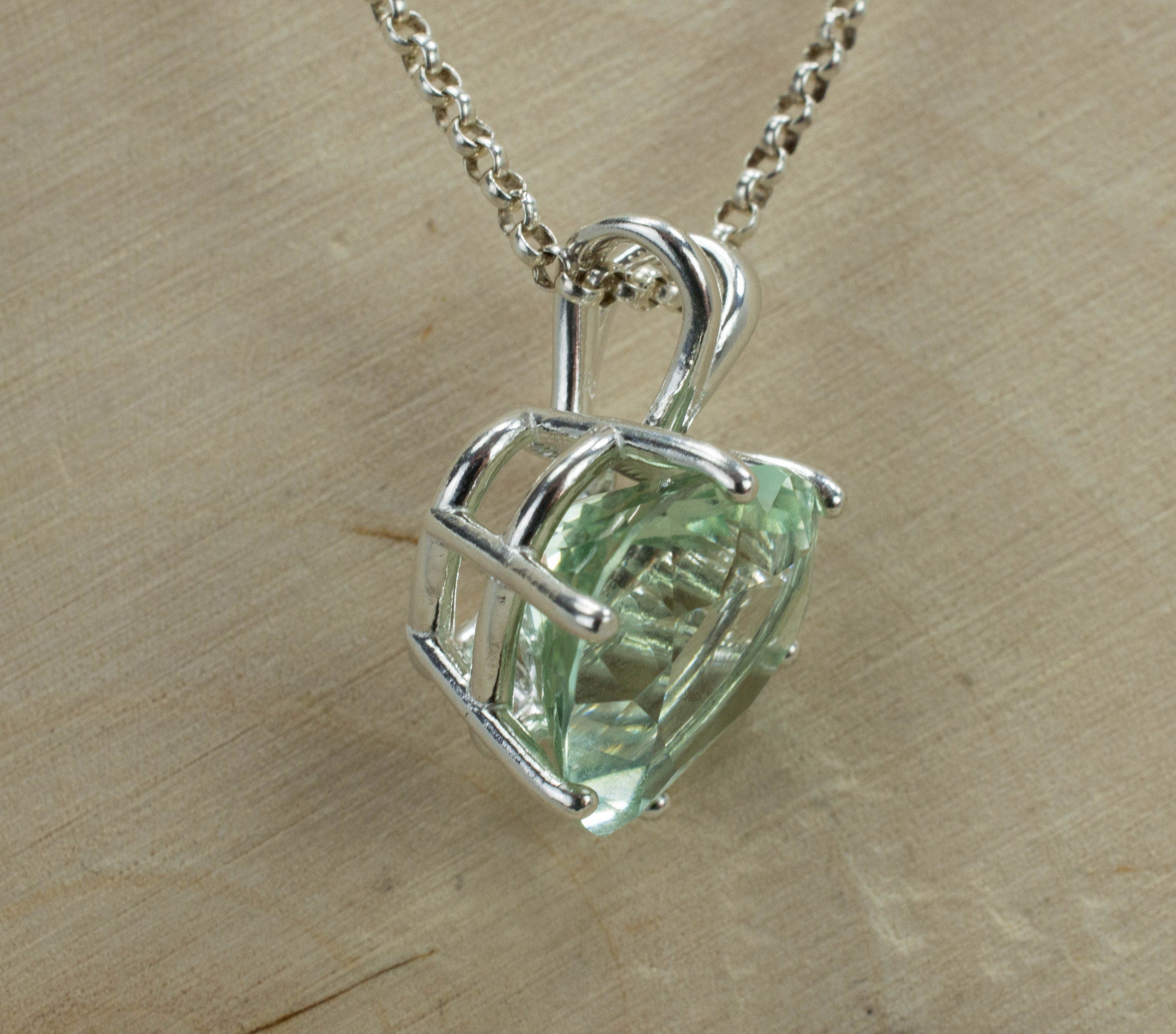 Green Amethyst Sterling Silver Pendant; Genuine Brazilian Prasiolite - Mark Oliver Gems