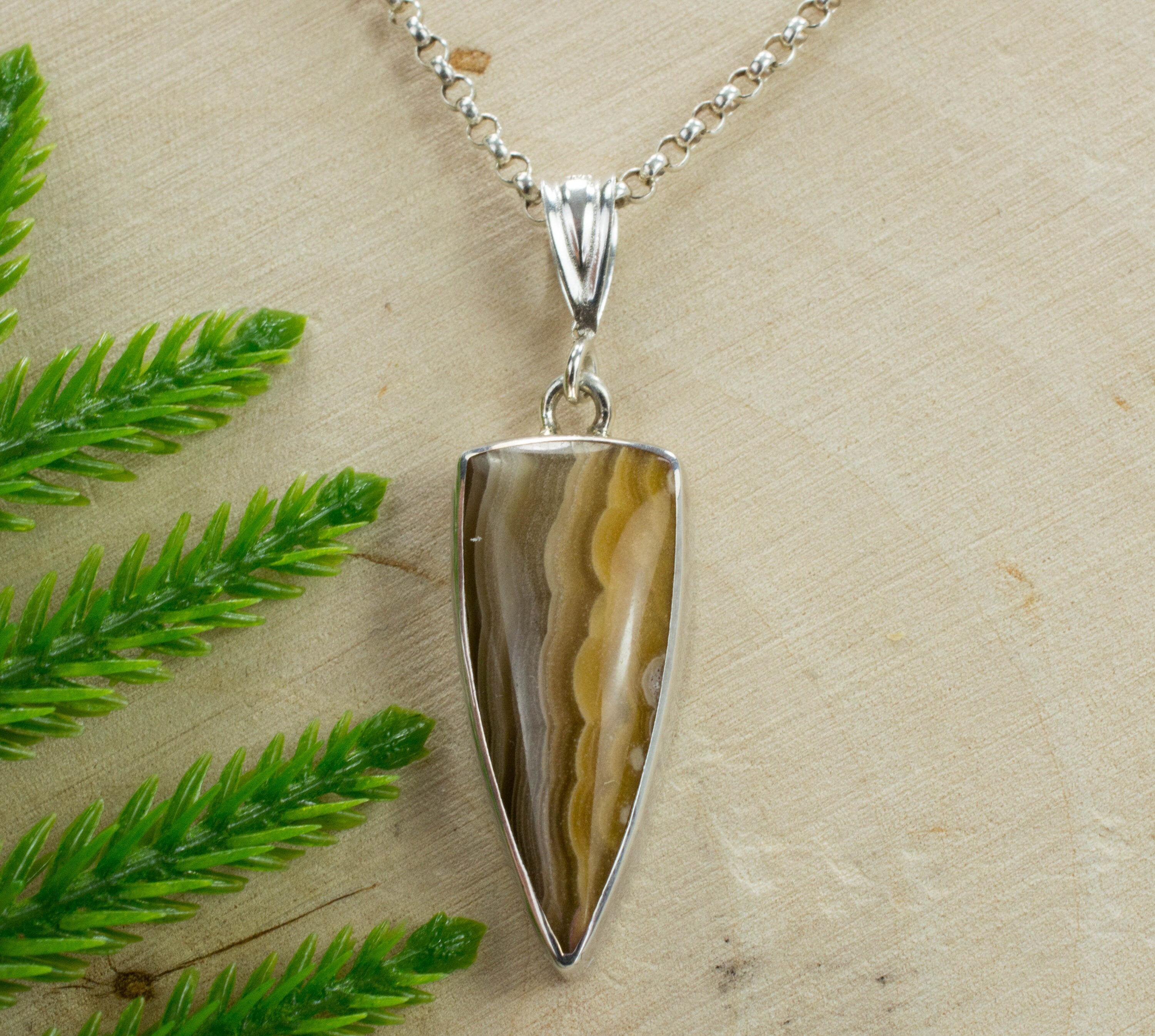 Laguna Agate Sterling Silver Pendant, Genuine Untreated Mexican Agate - Mark Oliver Gems