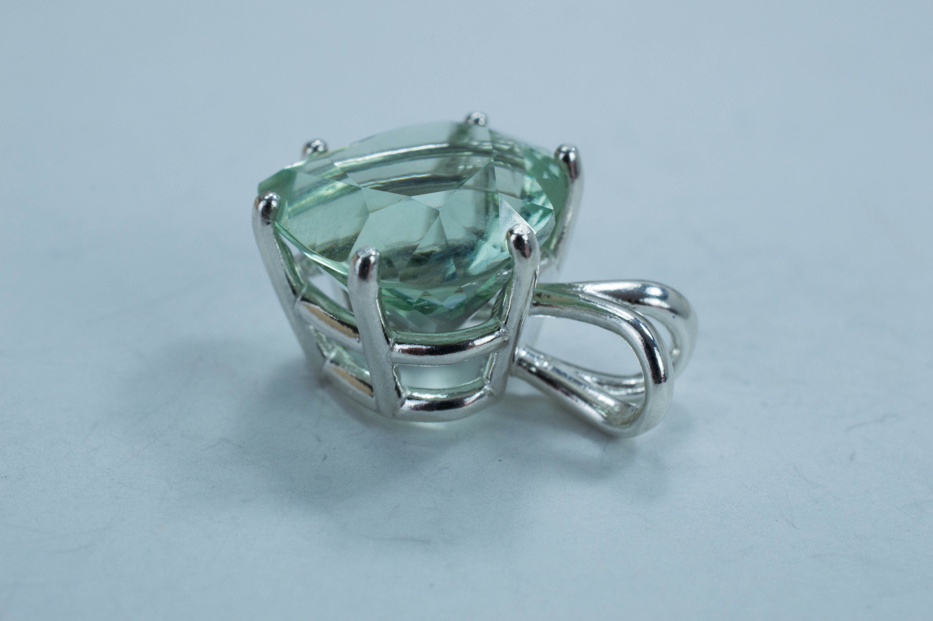 Green Amethyst Sterling Silver Pendant; Genuine Brazilian Prasiolite - Mark Oliver Gems