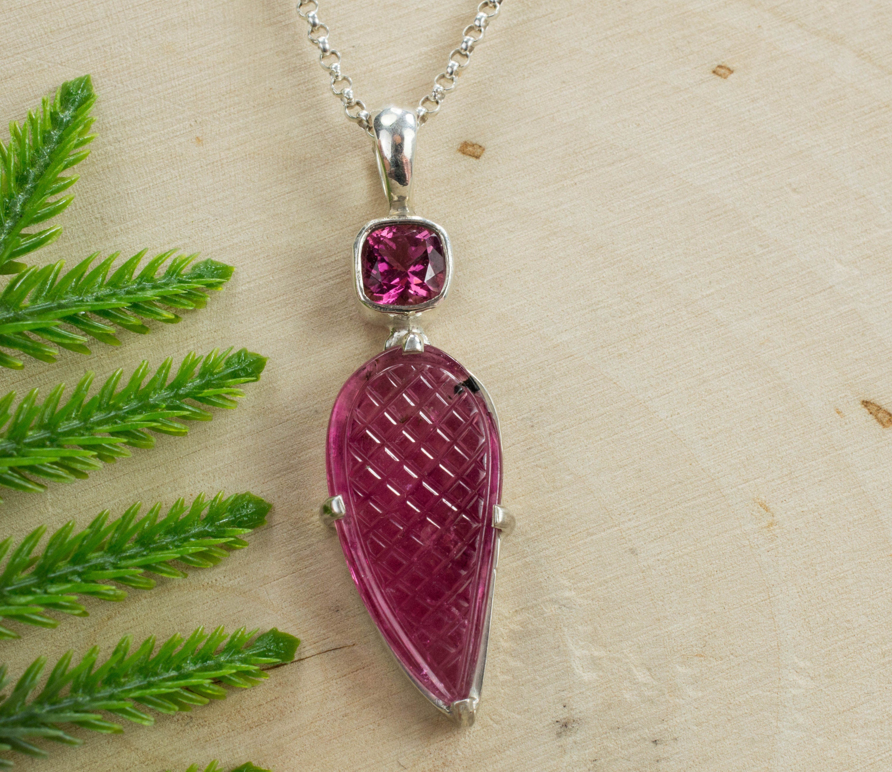 Pink Tourmaline Sterling Silver Pendant; Genuine Untreated Brazilian Tourmaline - Mark Oliver Gems