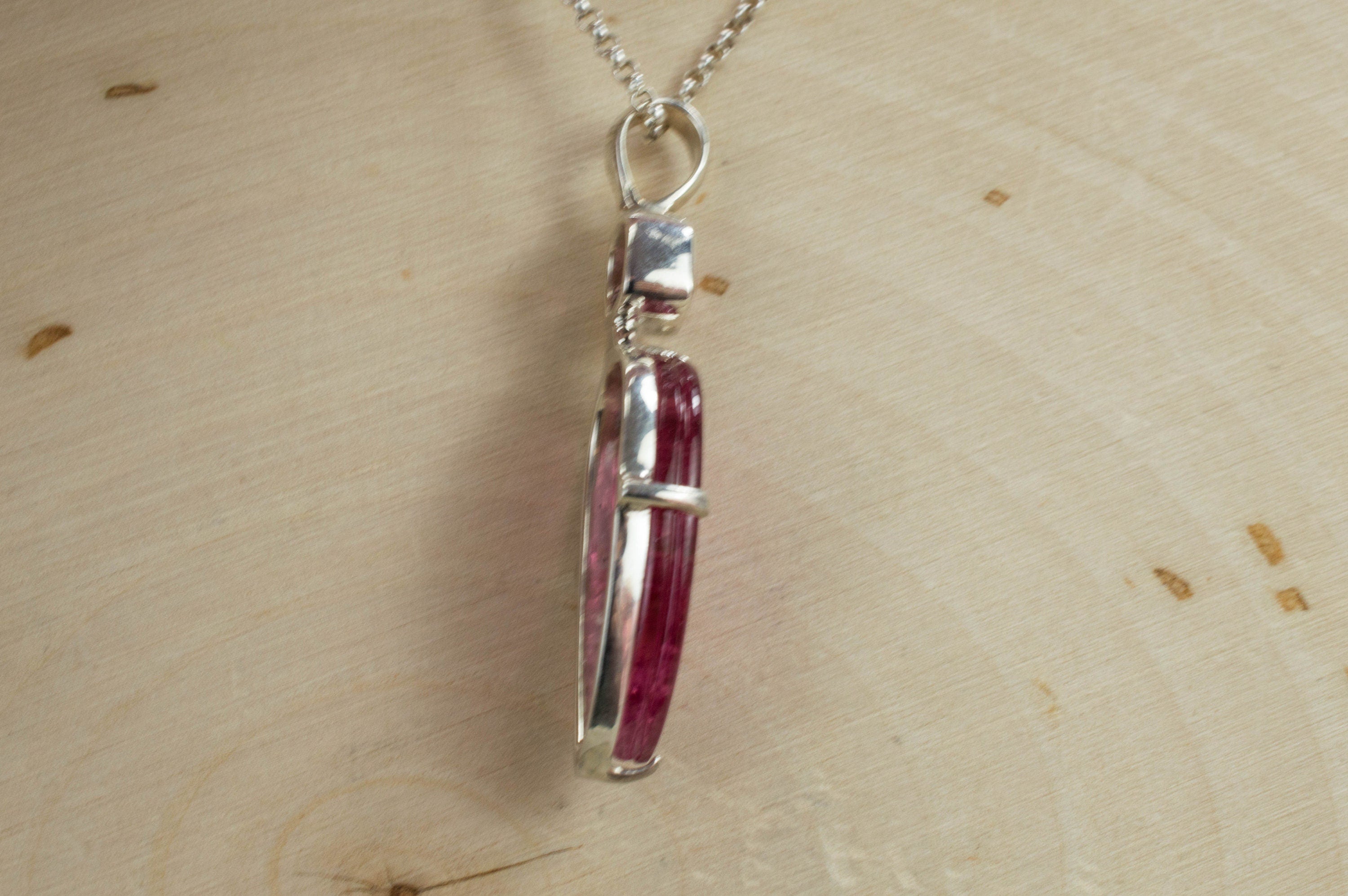Pink Tourmaline Sterling Silver Pendant; Genuine Untreated Brazilian Tourmaline - Mark Oliver Gems
