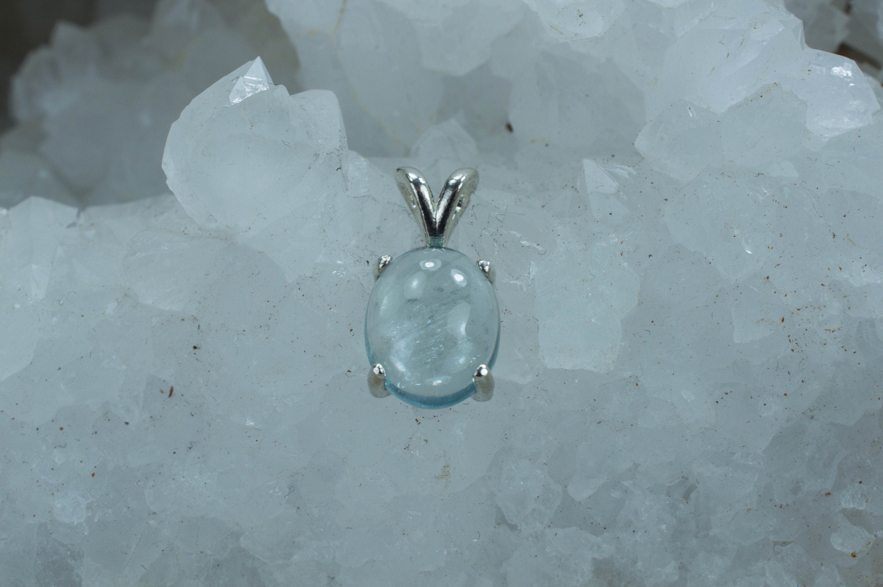 Aquamarine Sterling Silver Pendant; Genuine Untreated Madagascan Aquamarine - Mark Oliver Gems