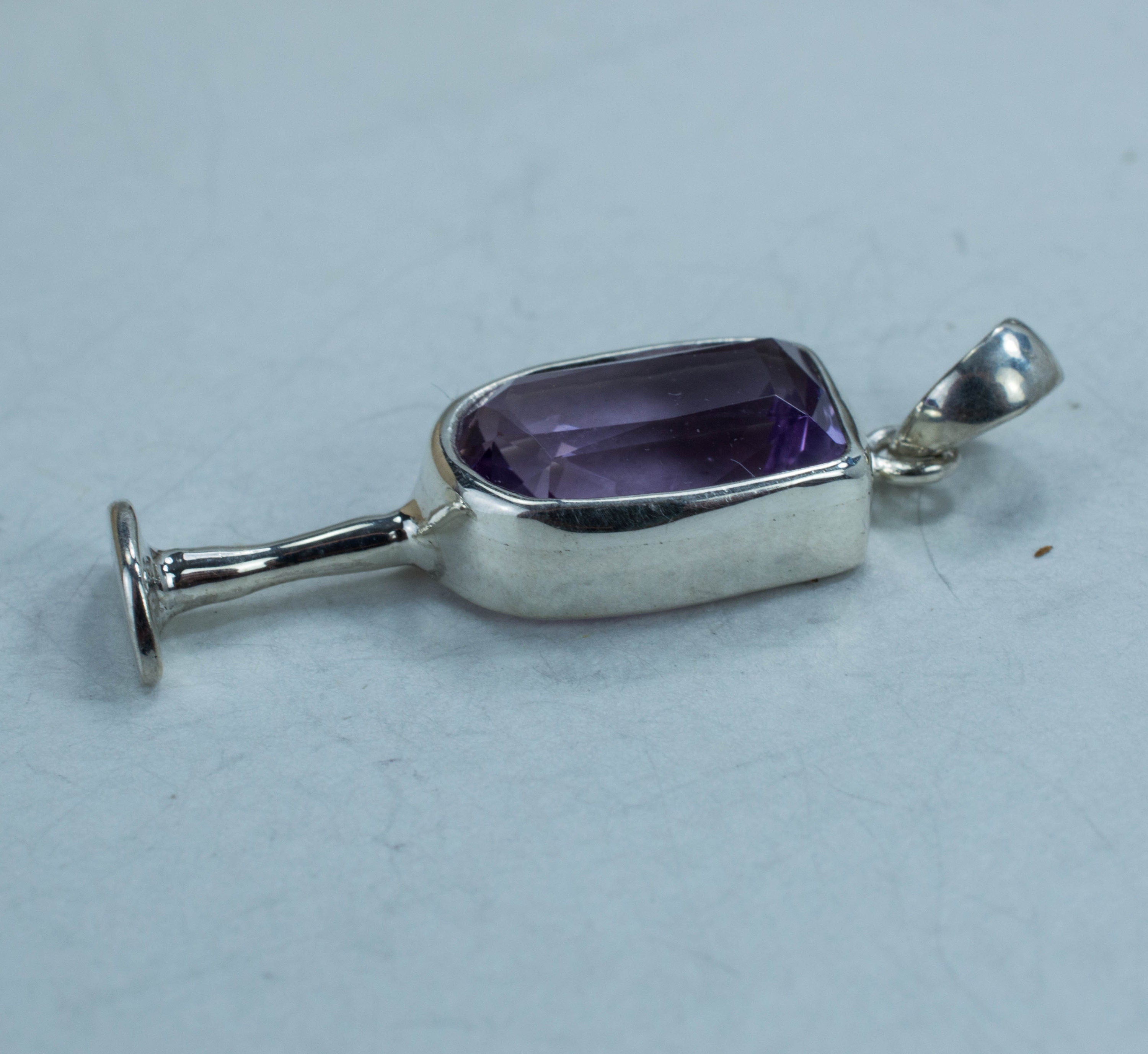 Amethyst Sterling Silver Pendant; Genuine Untreated Brazilian Amethyst; Wine Jewelry - Mark Oliver Gems