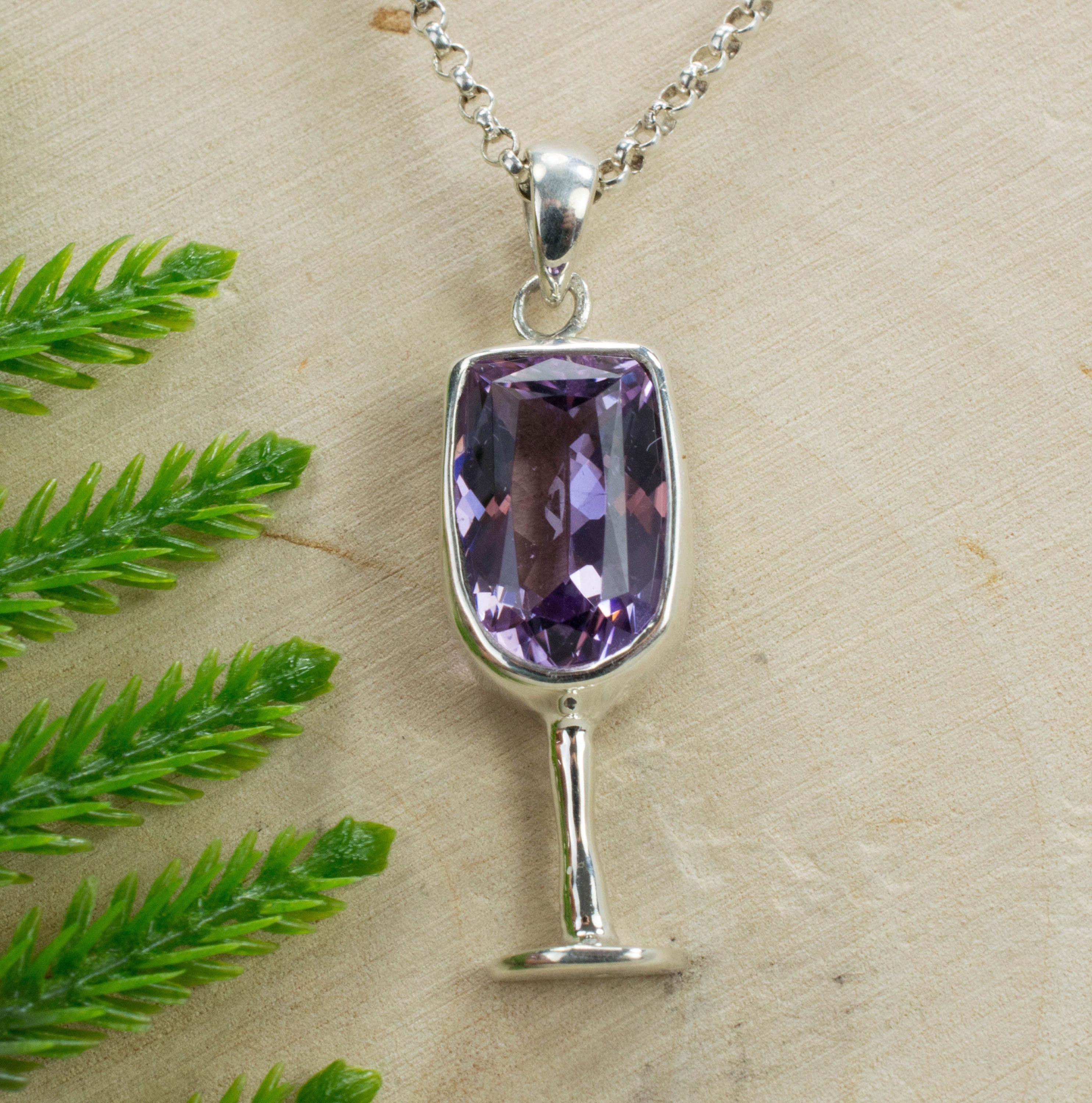 Amethyst Sterling Silver Pendant; Genuine Untreated Brazilian Amethyst; Wine Jewelry - Mark Oliver Gems