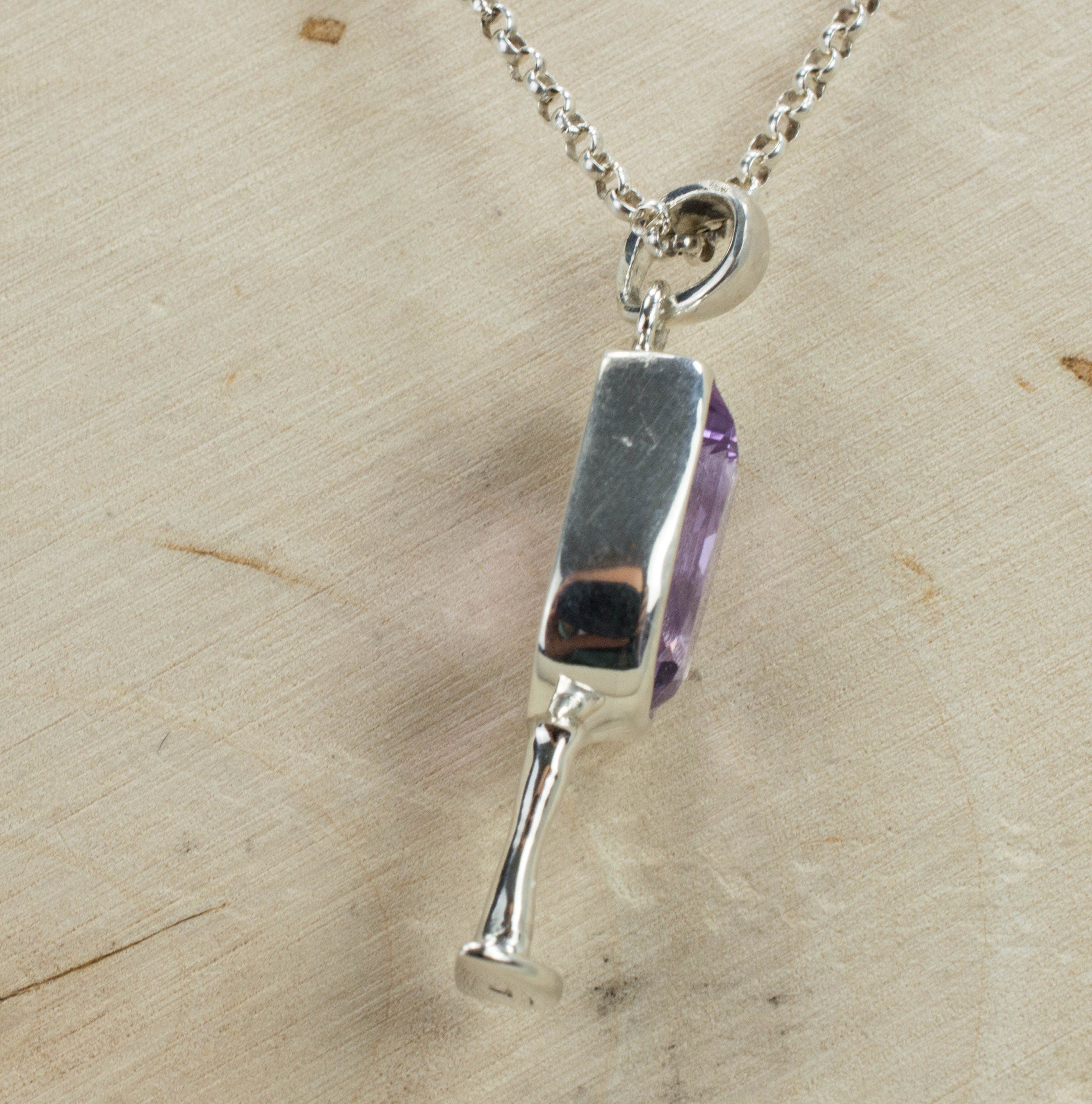 Amethyst Sterling Silver Pendant; Genuine Untreated Brazilian Amethyst; Wine Jewelry - Mark Oliver Gems