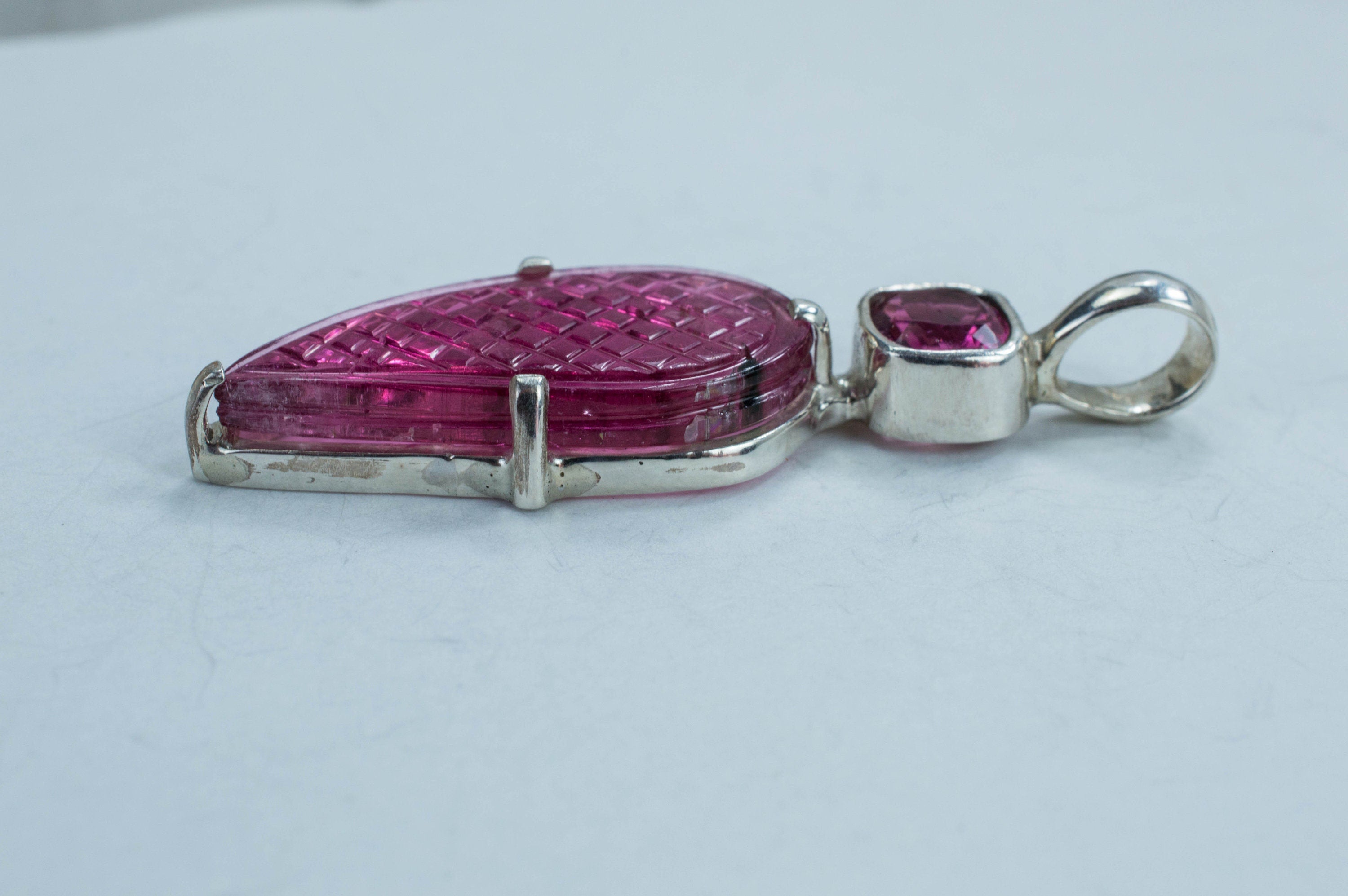 Pink Tourmaline Sterling Silver Pendant; Genuine Untreated Brazilian Tourmaline - Mark Oliver Gems