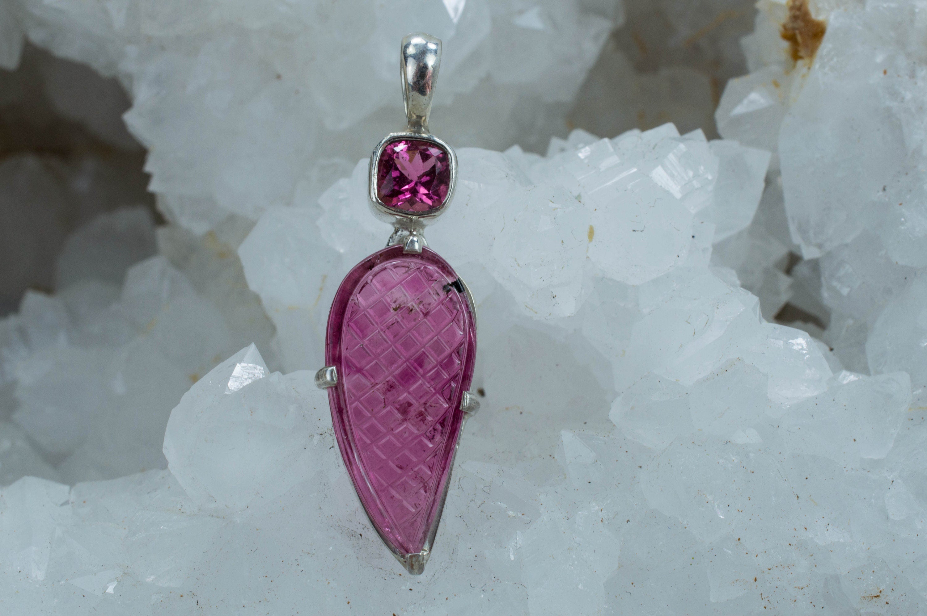 Pink Tourmaline Sterling Silver Pendant; Genuine Untreated Brazilian Tourmaline - Mark Oliver Gems