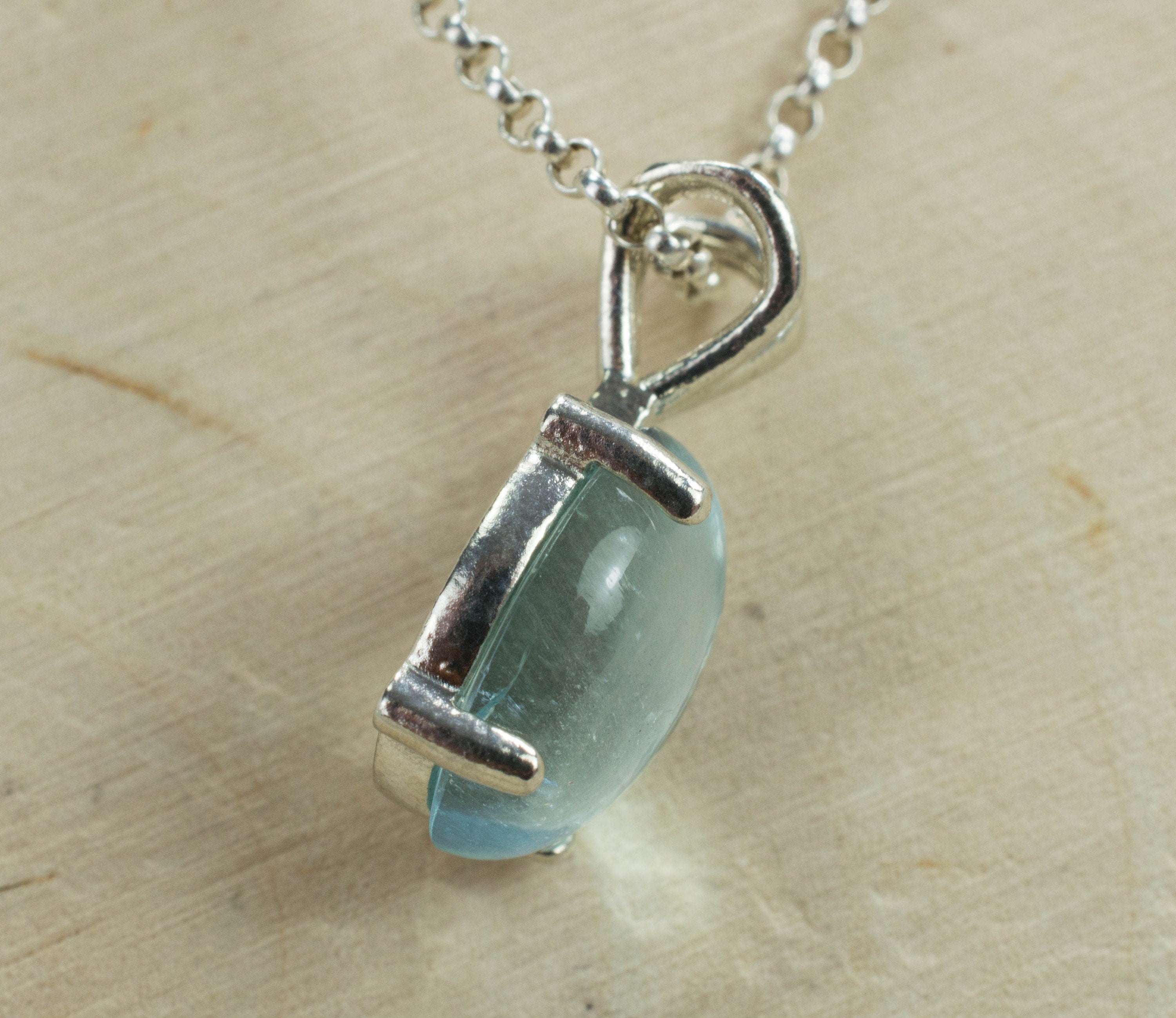 Aquamarine Sterling Silver Pendant; Genuine Untreated Madagascan Aquamarine - Mark Oliver Gems