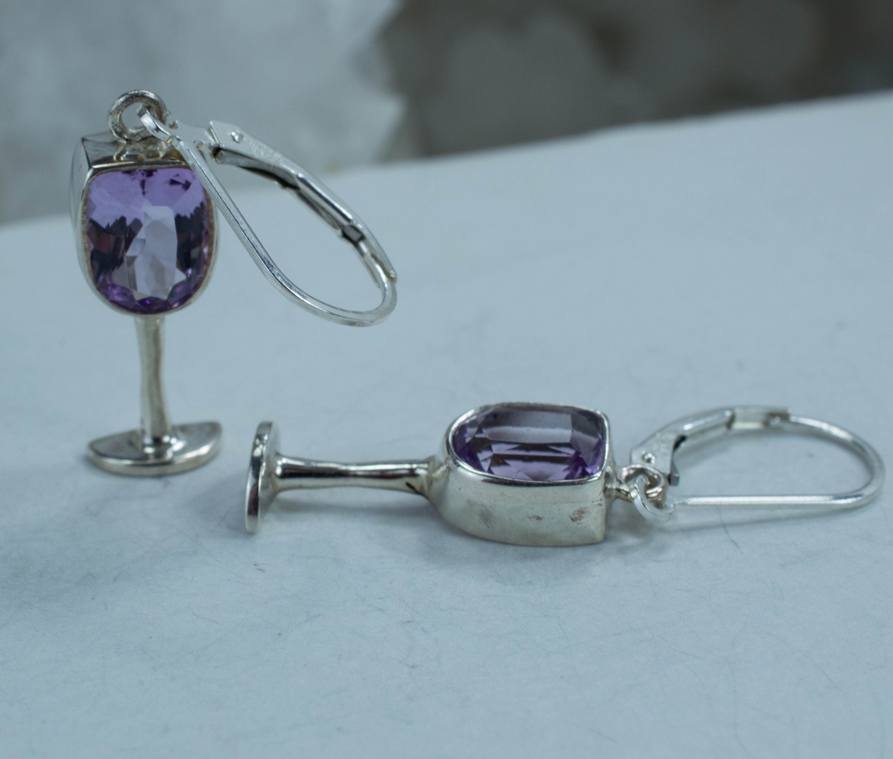 Amethyst Sterling Silver Earrings; Genuine Untreated Brazilian Amethyst; Wine Jewelry - Mark Oliver Gems