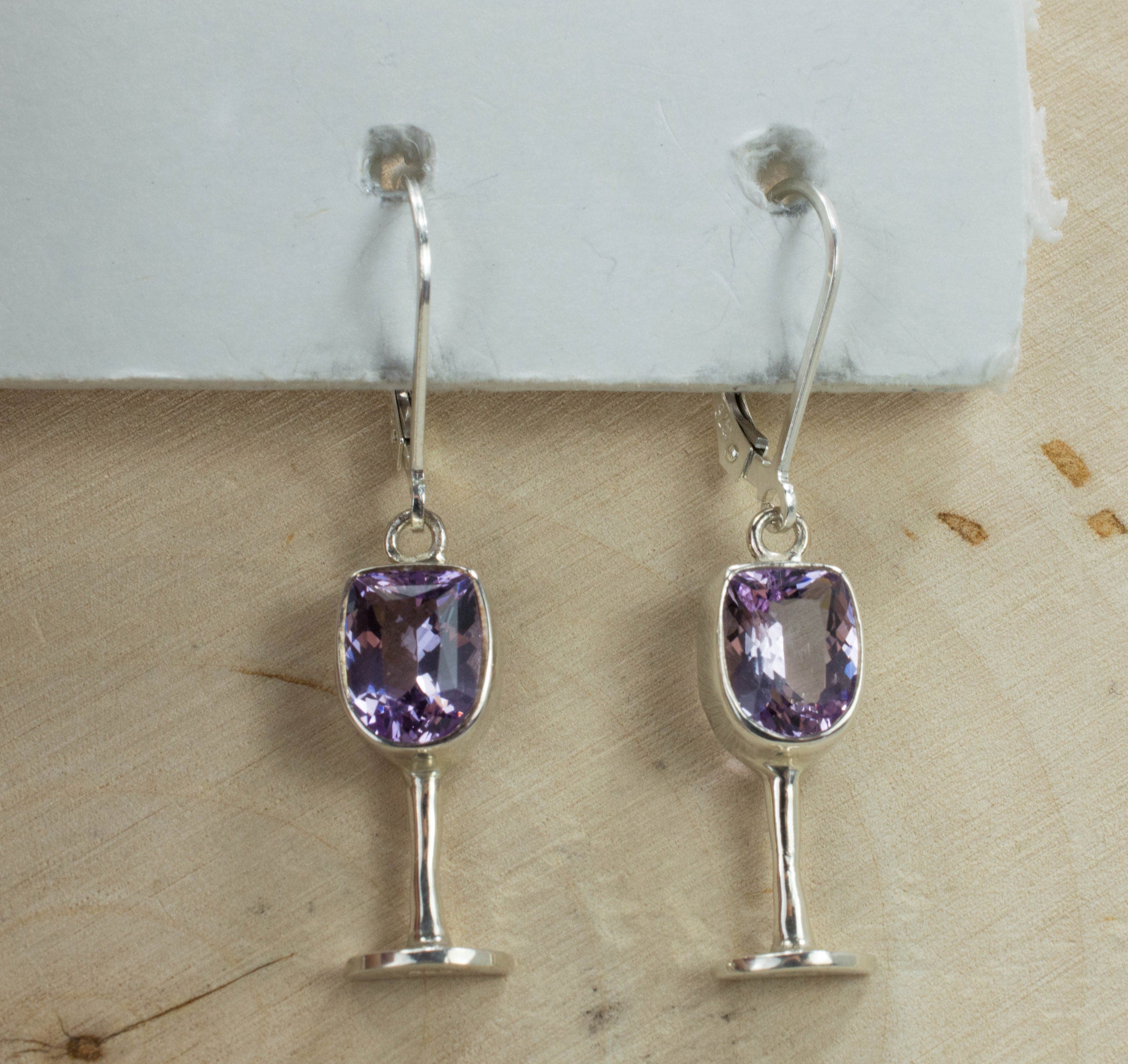 Amethyst Sterling Silver Earrings; Genuine Untreated Brazilian Amethyst; Wine Jewelry - Mark Oliver Gems