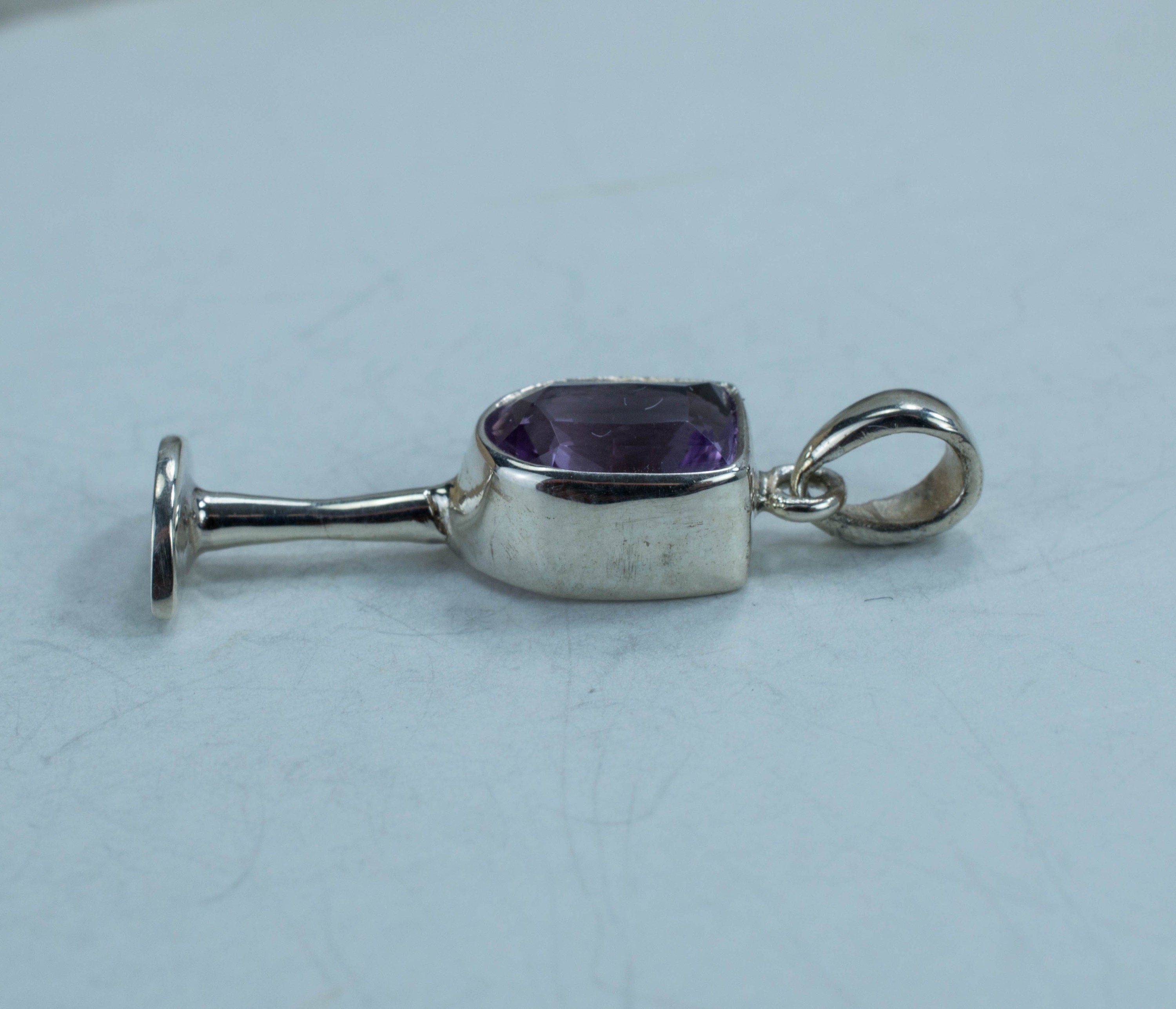 Amethyst Sterling Silver Pendant; Genuine Untreated Brazilian Amethyst; Amethyst Necklace - Mark Oliver Gems