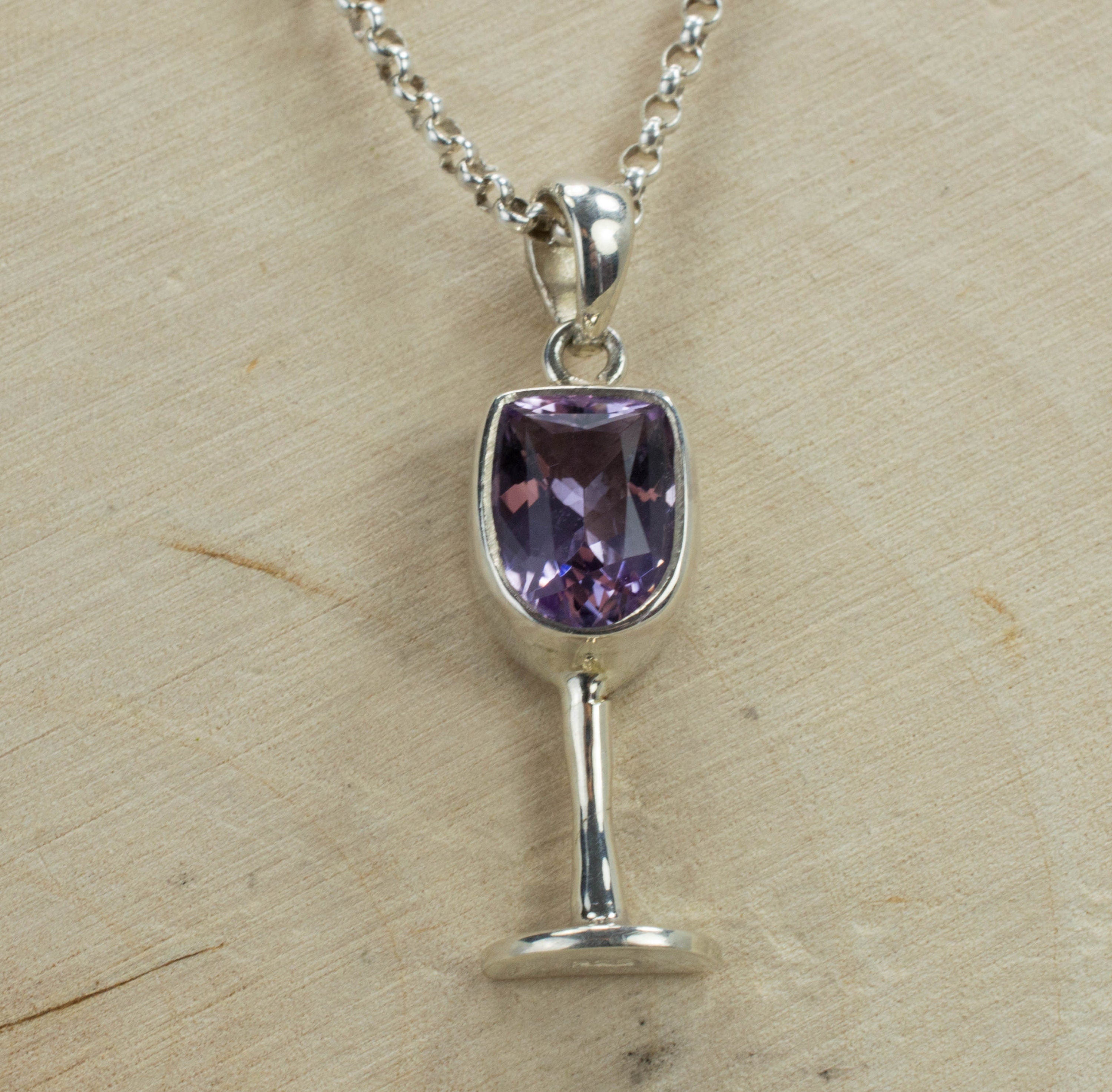 Amethyst Sterling Silver Pendant; Genuine Untreated Brazilian Amethyst; Amethyst Necklace - Mark Oliver Gems