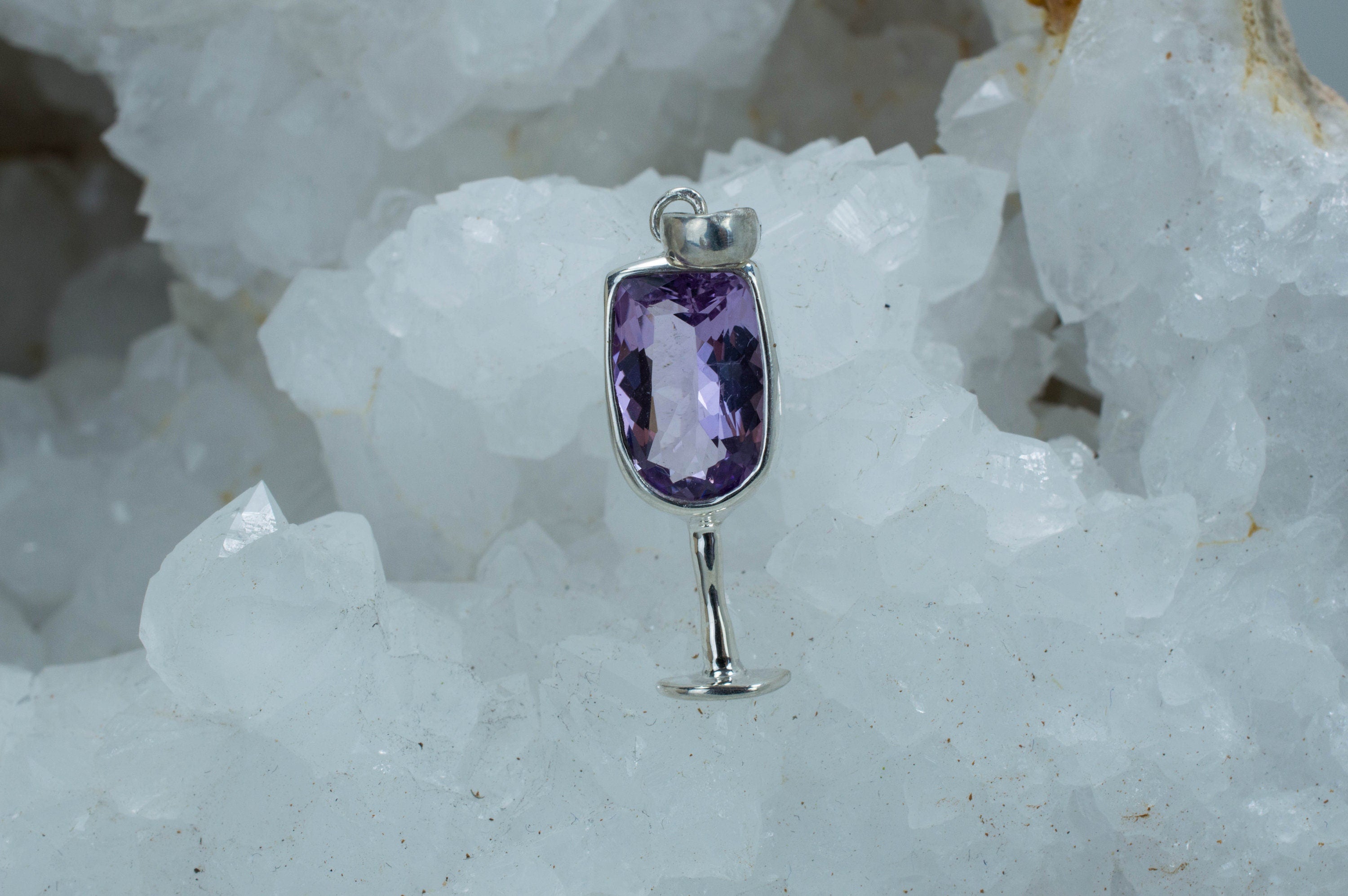 Amethyst Sterling Silver Pendant; Genuine Untreated Brazilian Amethyst; Wine Jewelry - Mark Oliver Gems
