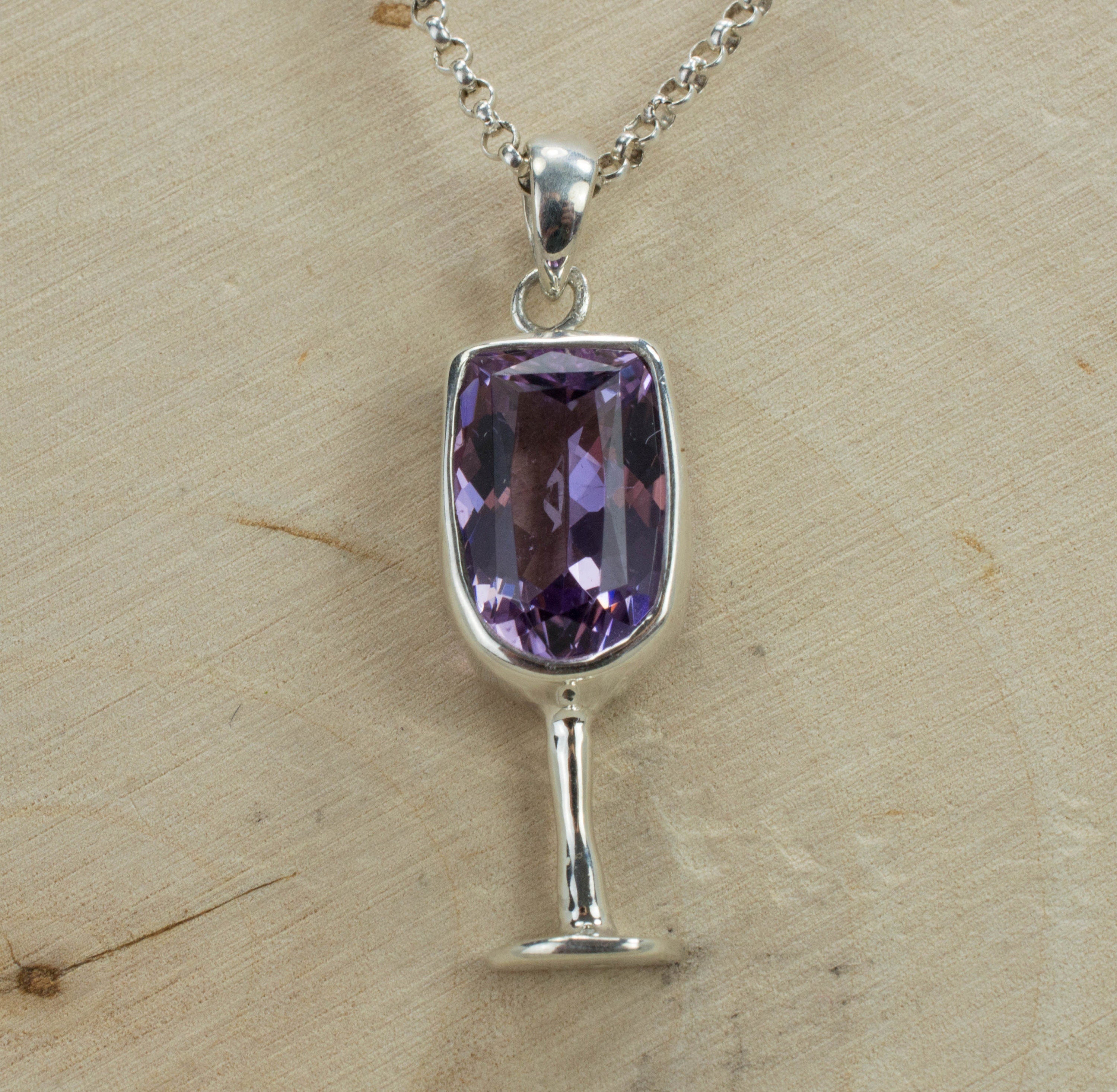 Amethyst Sterling Silver Pendant; Genuine Untreated Brazilian Amethyst; Wine Jewelry - Mark Oliver Gems