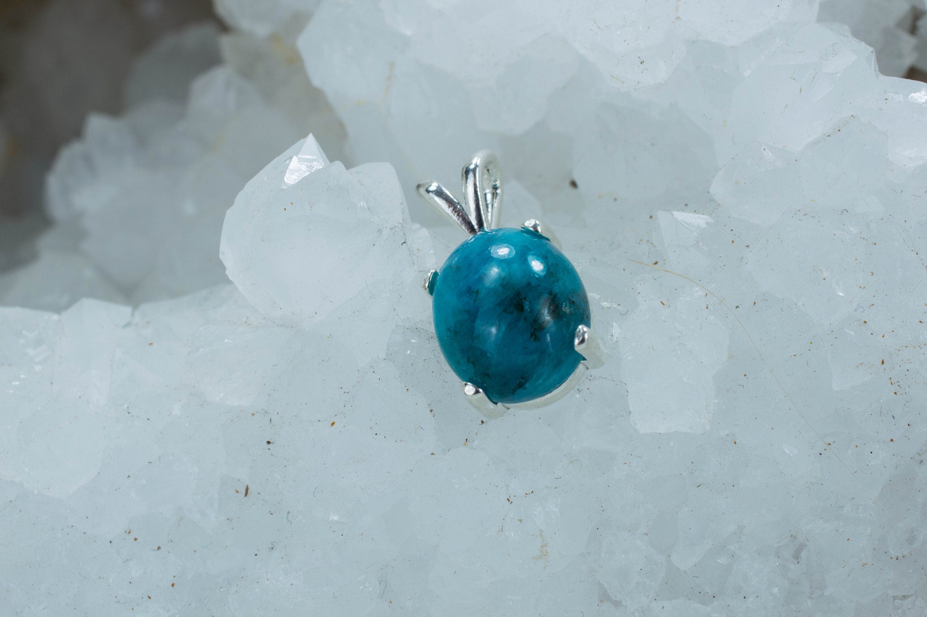 Paraiba Tourmaline in Quartz Sterling Silver Pendant; Genuine Untreated Brazilian Tourmaline and Quartz; Paraiba Pendant - Mark Oliver Gems