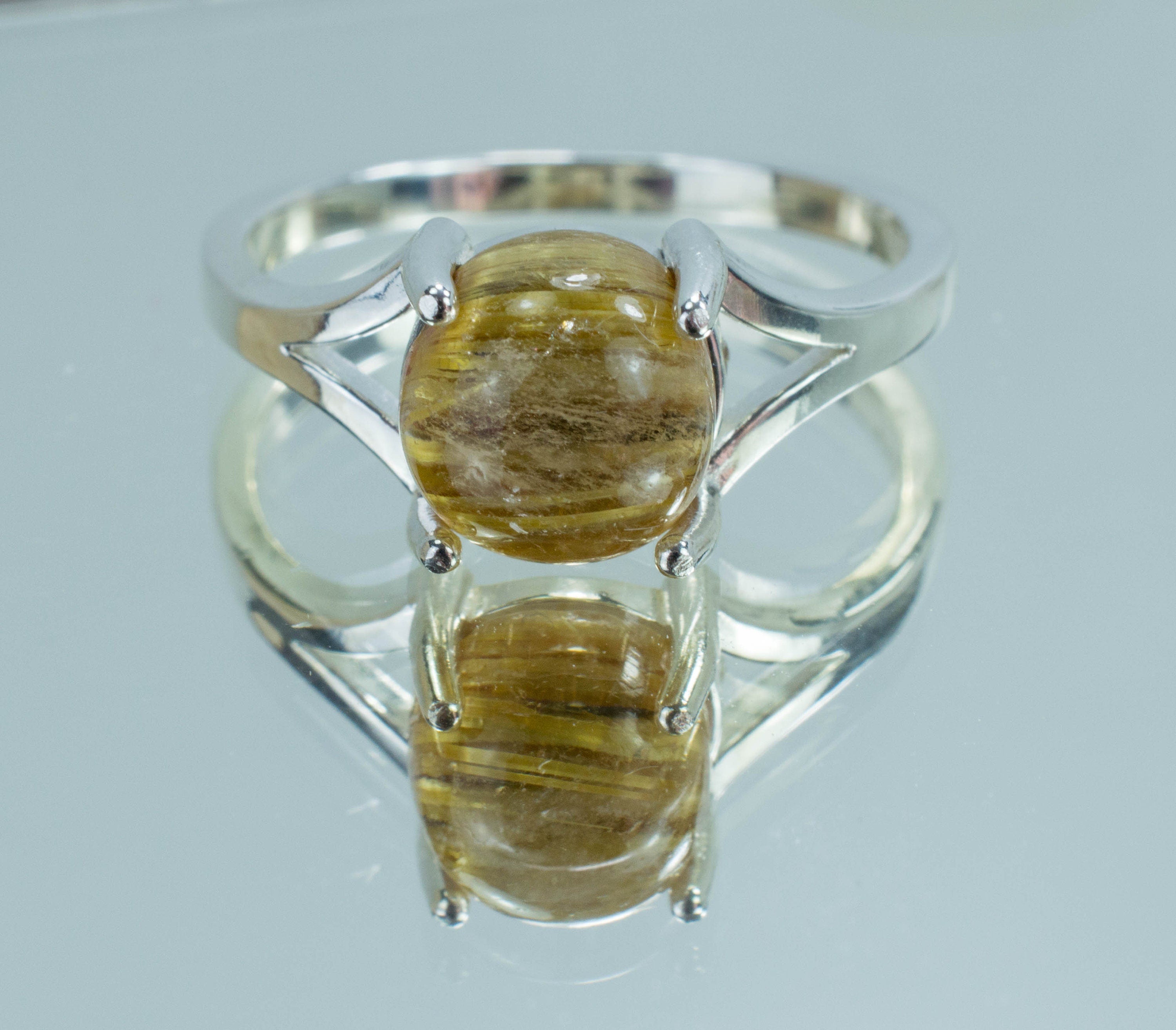 Rutile Quartz Sterling Silver Ring; Genuine Brazilian Quartz - Mark Oliver Gems