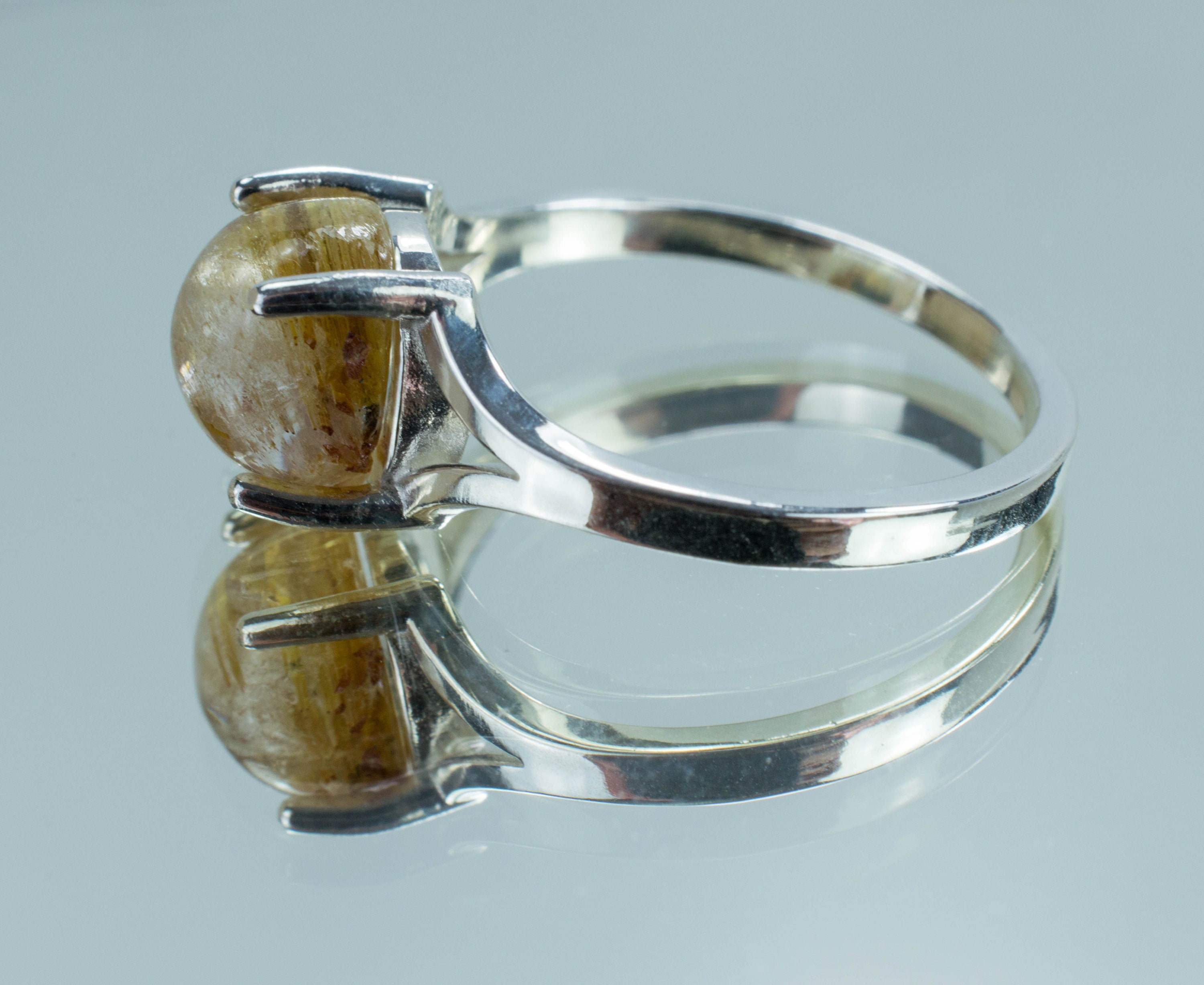 Rutile Quartz Sterling Silver Ring; Genuine Brazilian Quartz - Mark Oliver Gems