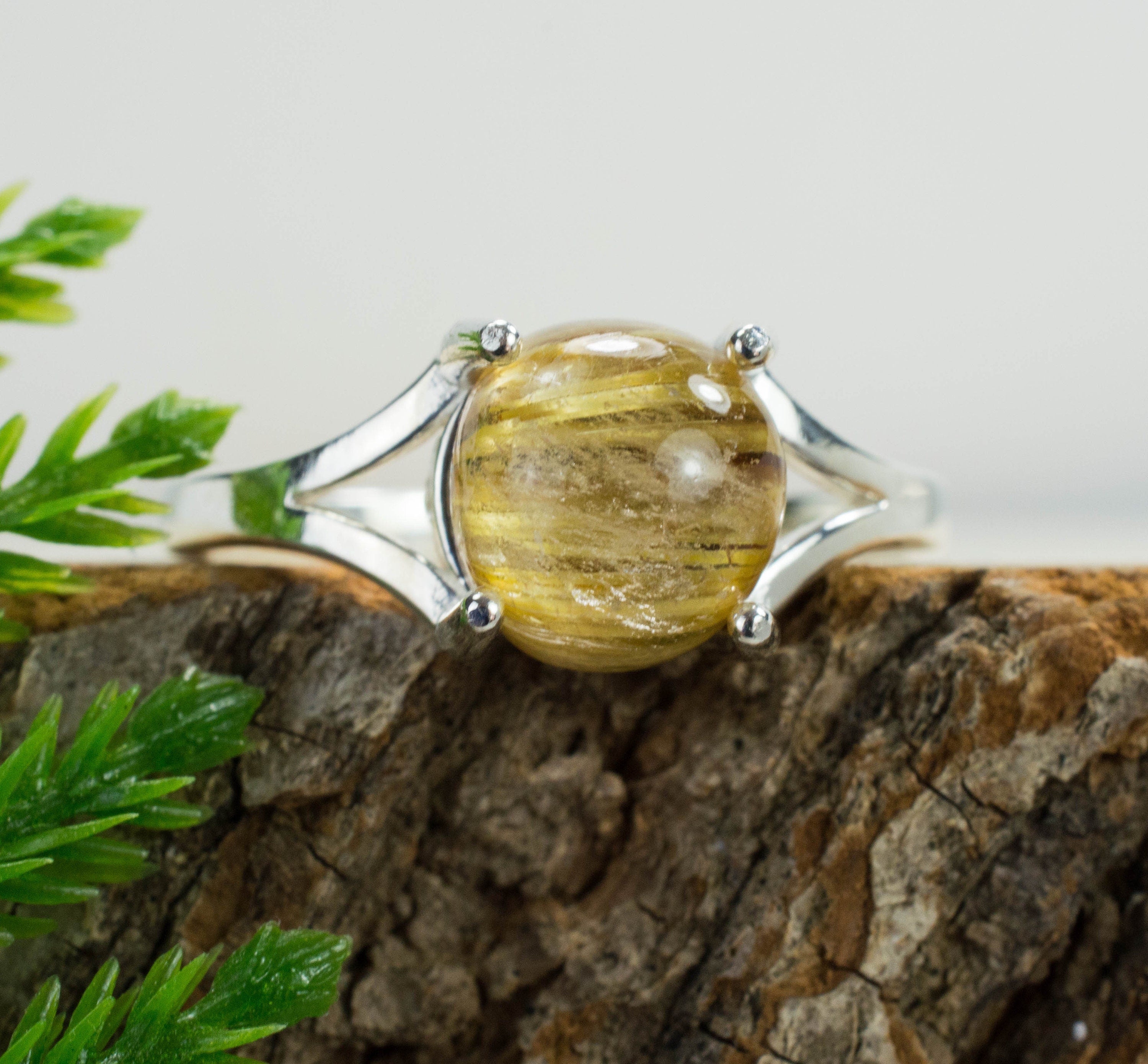 Rutile Quartz Sterling Silver Ring; Genuine Brazilian Quartz - Mark Oliver Gems