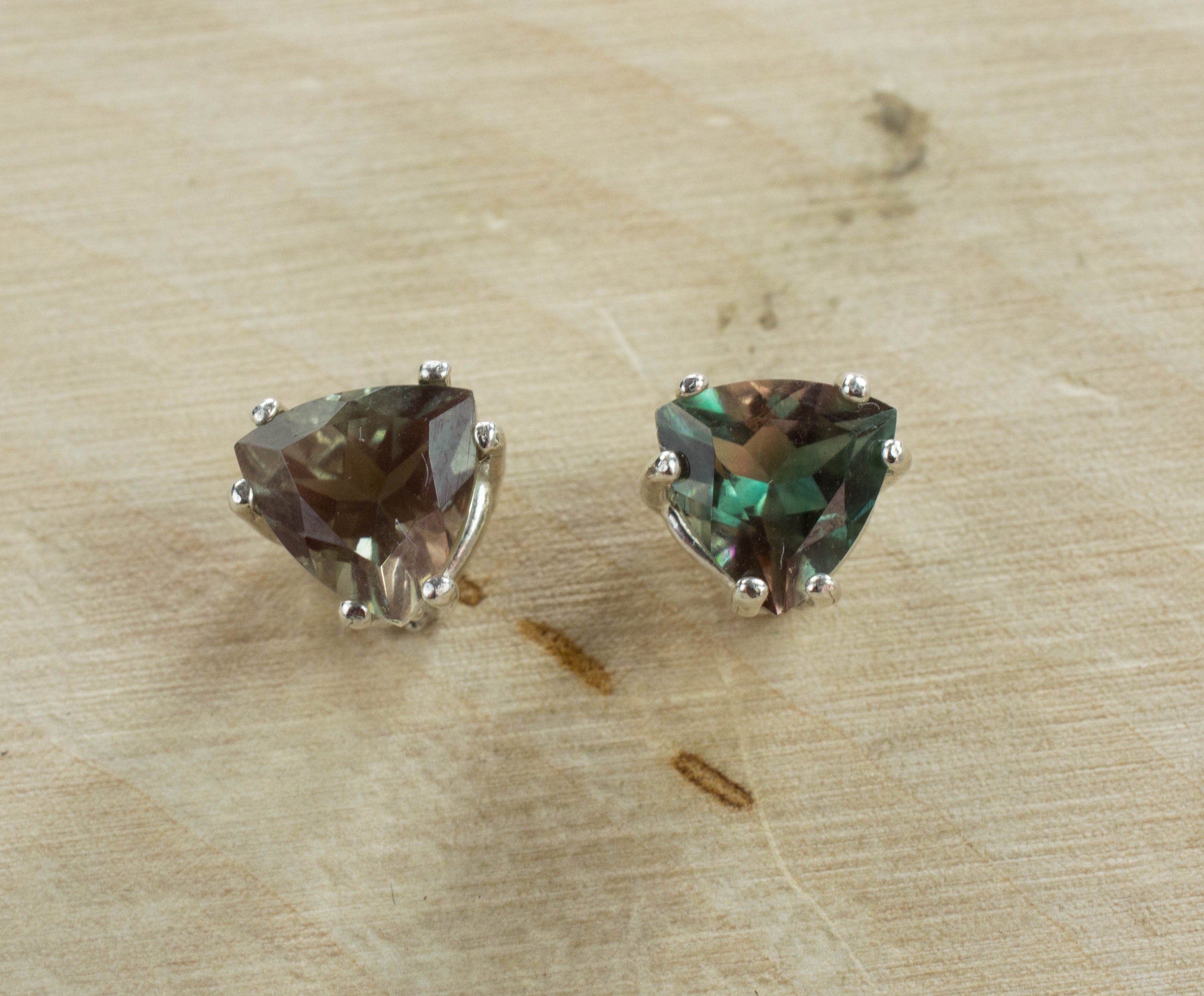 Green Oregon Sunstone Sterling Silver Earrings; Natural Untreated Sunstone; Sunstone Earrings - Mark Oliver Gems