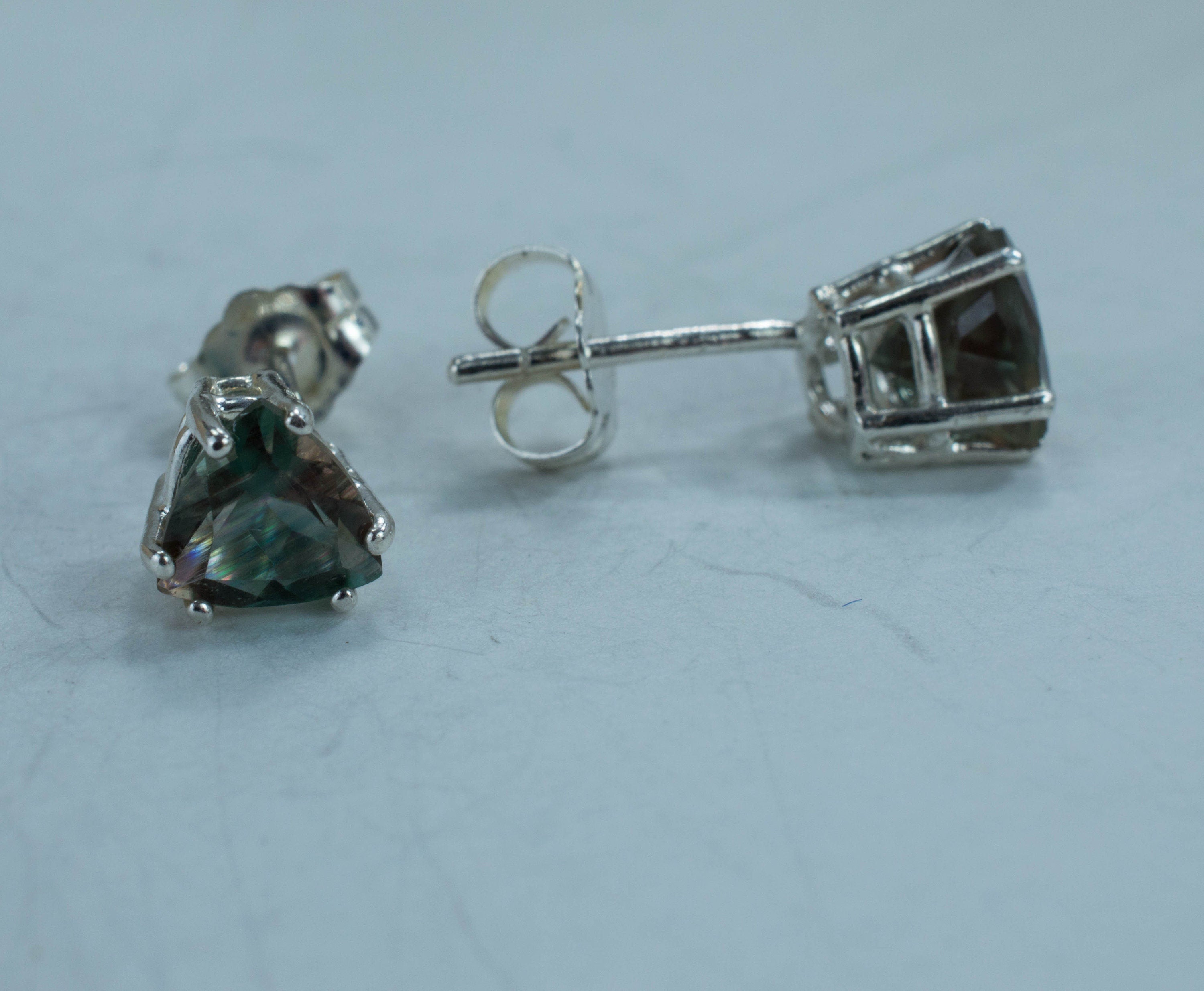 Green Oregon Sunstone Sterling Silver Earrings; Natural Untreated Sunstone; Sunstone Earrings - Mark Oliver Gems