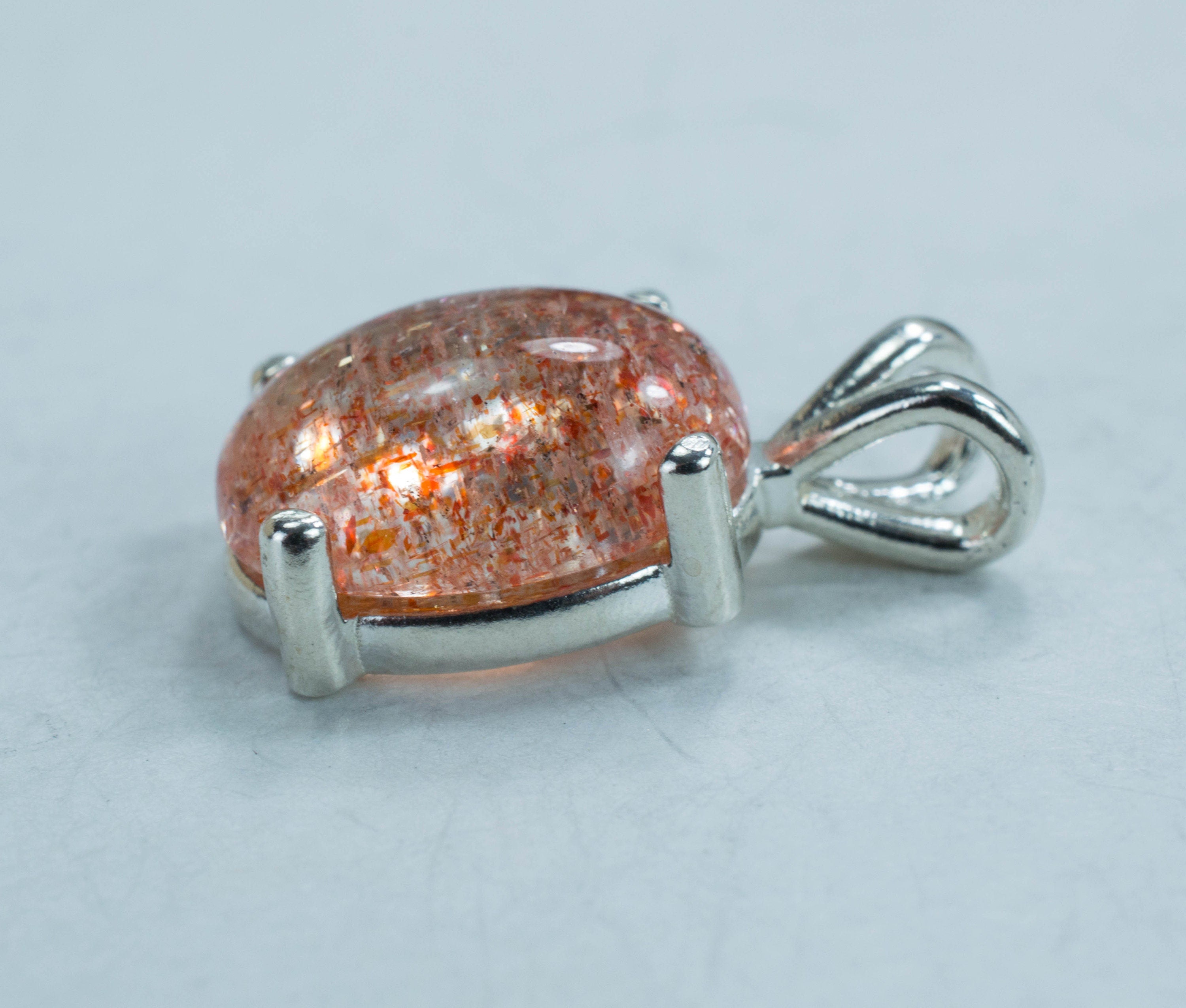 Sunstone Sterling Silver Pendant; Genuine Untreated Tanzanian Strawberry Sunstone; Sunstone Necklace - Mark Oliver Gems