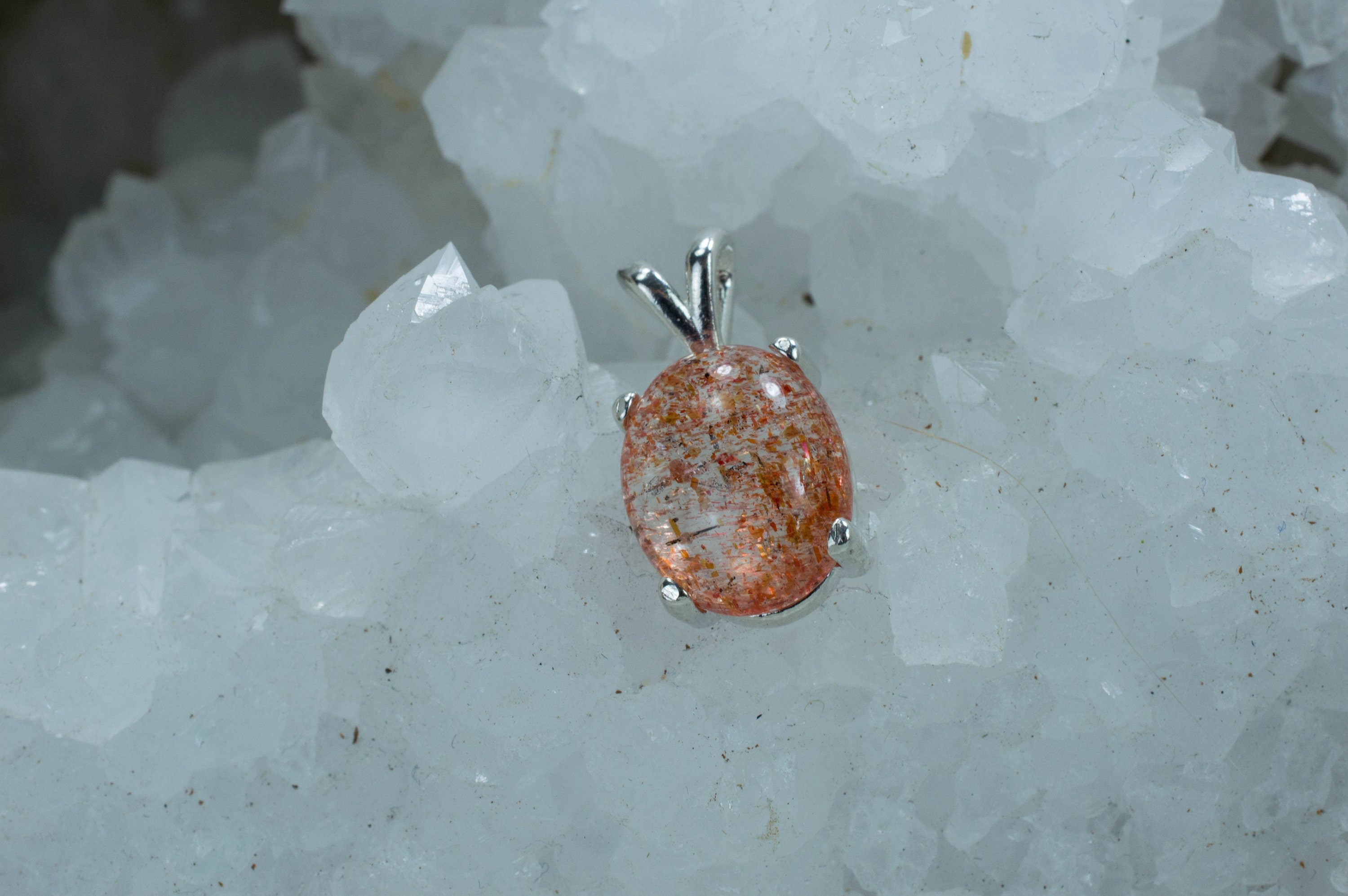 Sunstone Sterling Silver Pendant; Genuine Untreated Tanzanian Strawberry Sunstone; Sunstone Necklace - Mark Oliver Gems