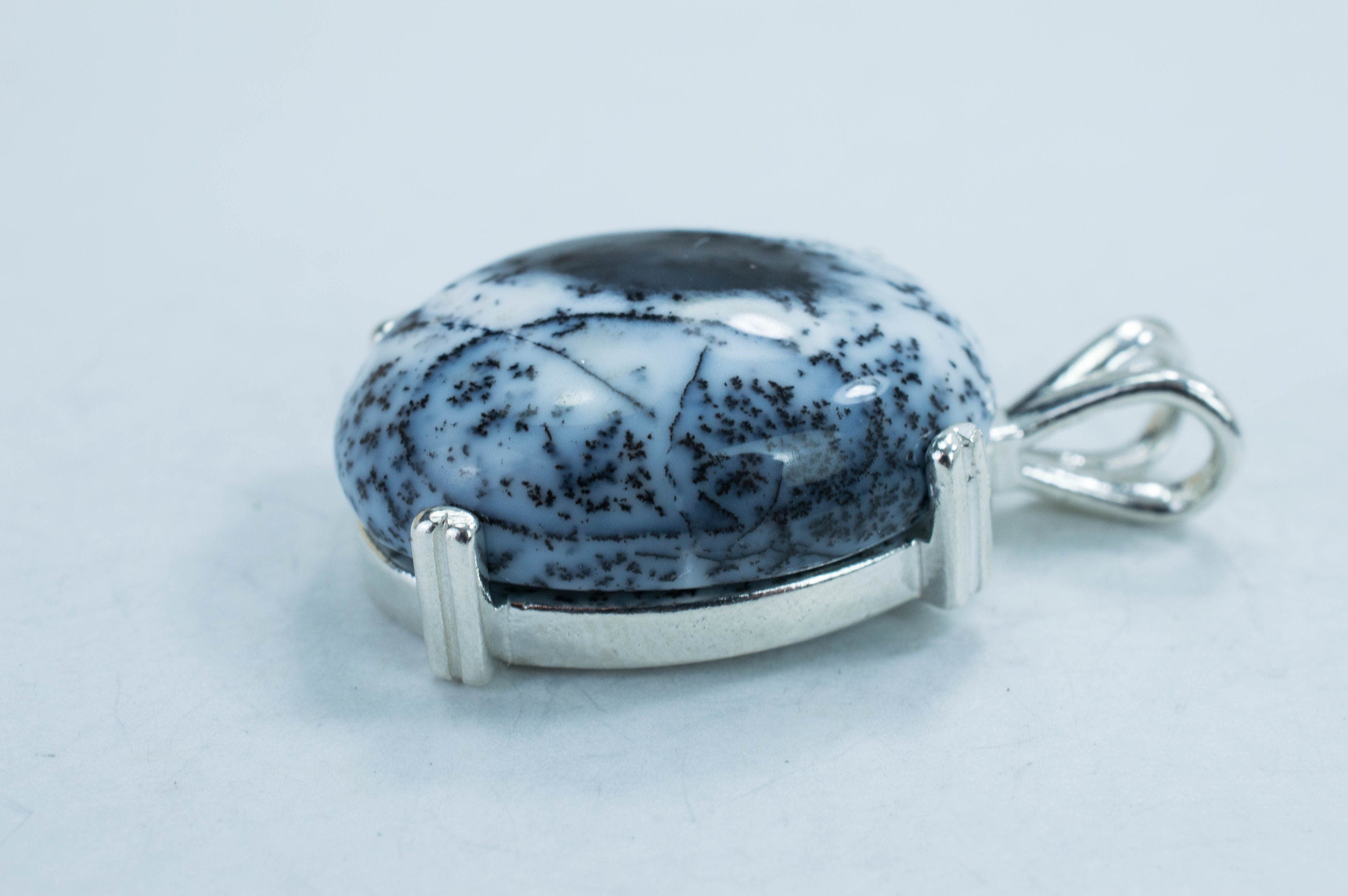 Dendritic Agate Sterling Silver Pendant; Genuine Untreated India Agate; Agate Pendant - Mark Oliver Gems