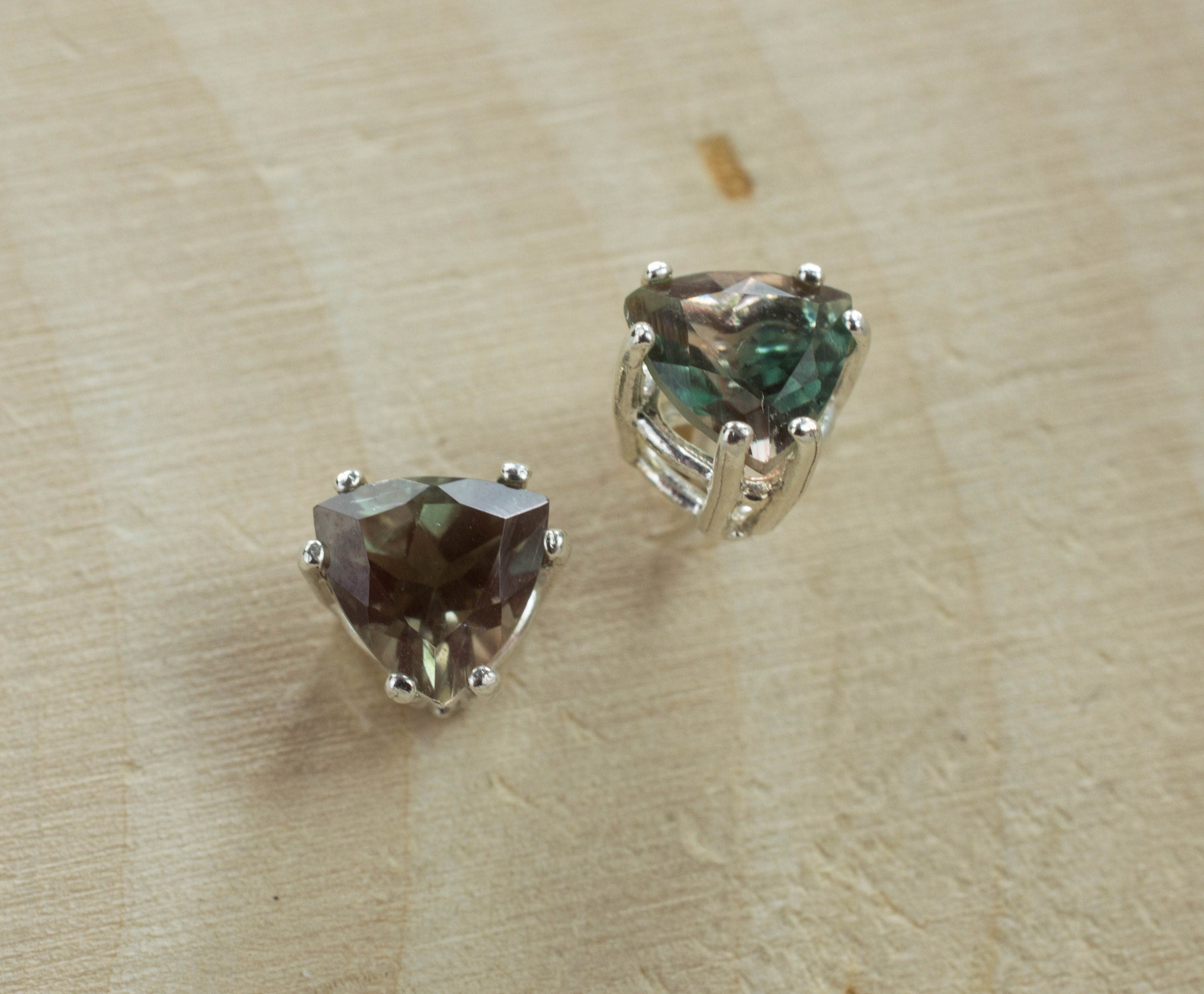 Green Oregon Sunstone Sterling Silver Earrings; Natural Untreated Sunstone; Sunstone Earrings - Mark Oliver Gems