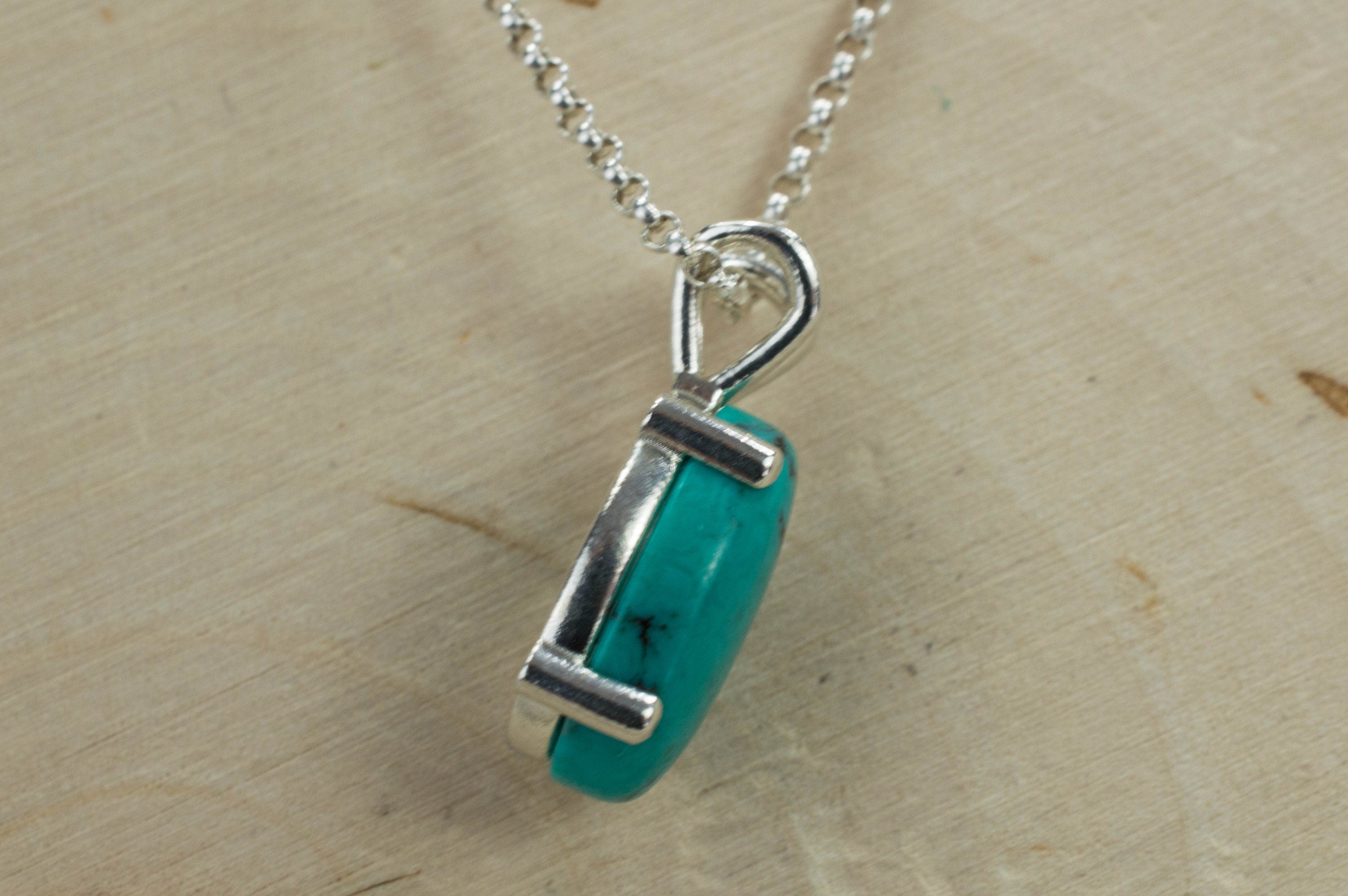 Turquoise Sterling Silver Pendant, Genuine Kingman Mine Turquoise - Mark Oliver Gems