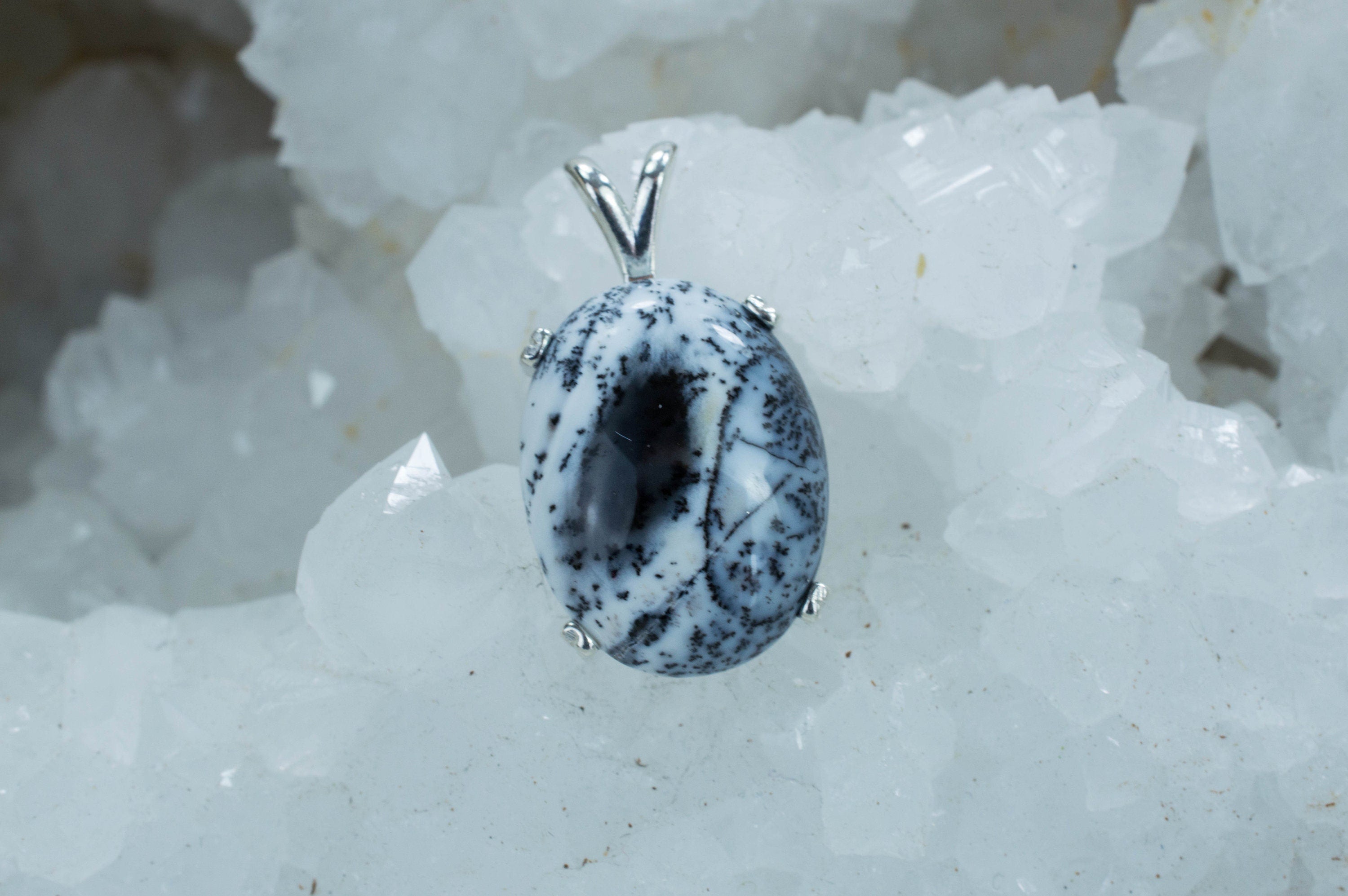 Dendritic Agate Sterling Silver Pendant; Genuine Untreated India Agate; Agate Pendant - Mark Oliver Gems