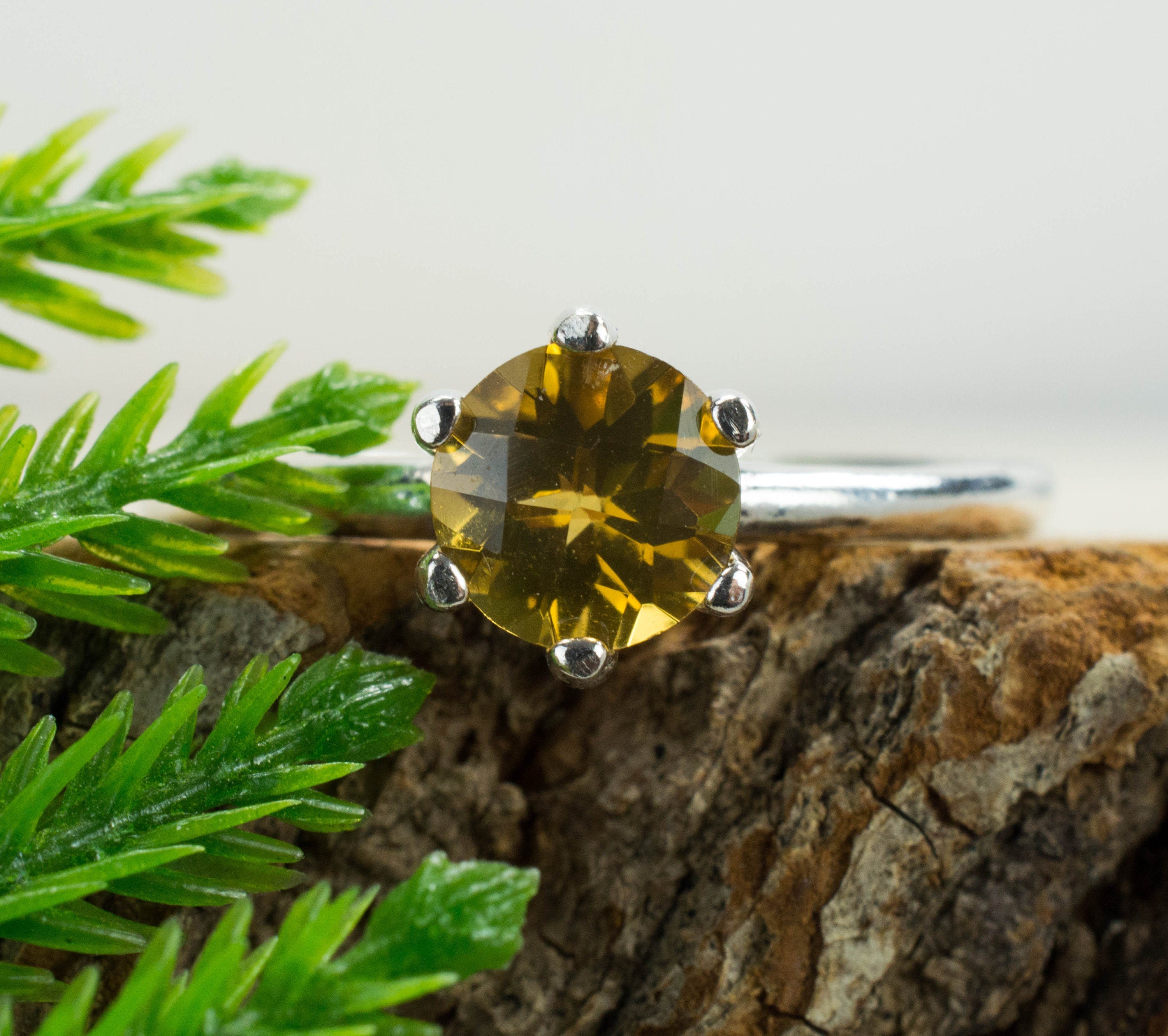 Whiskey Quartz Sterling Silver Ring, Genuine Untreated Brazil Quartz; Whiskey Quartz Ring - Mark Oliver Gems