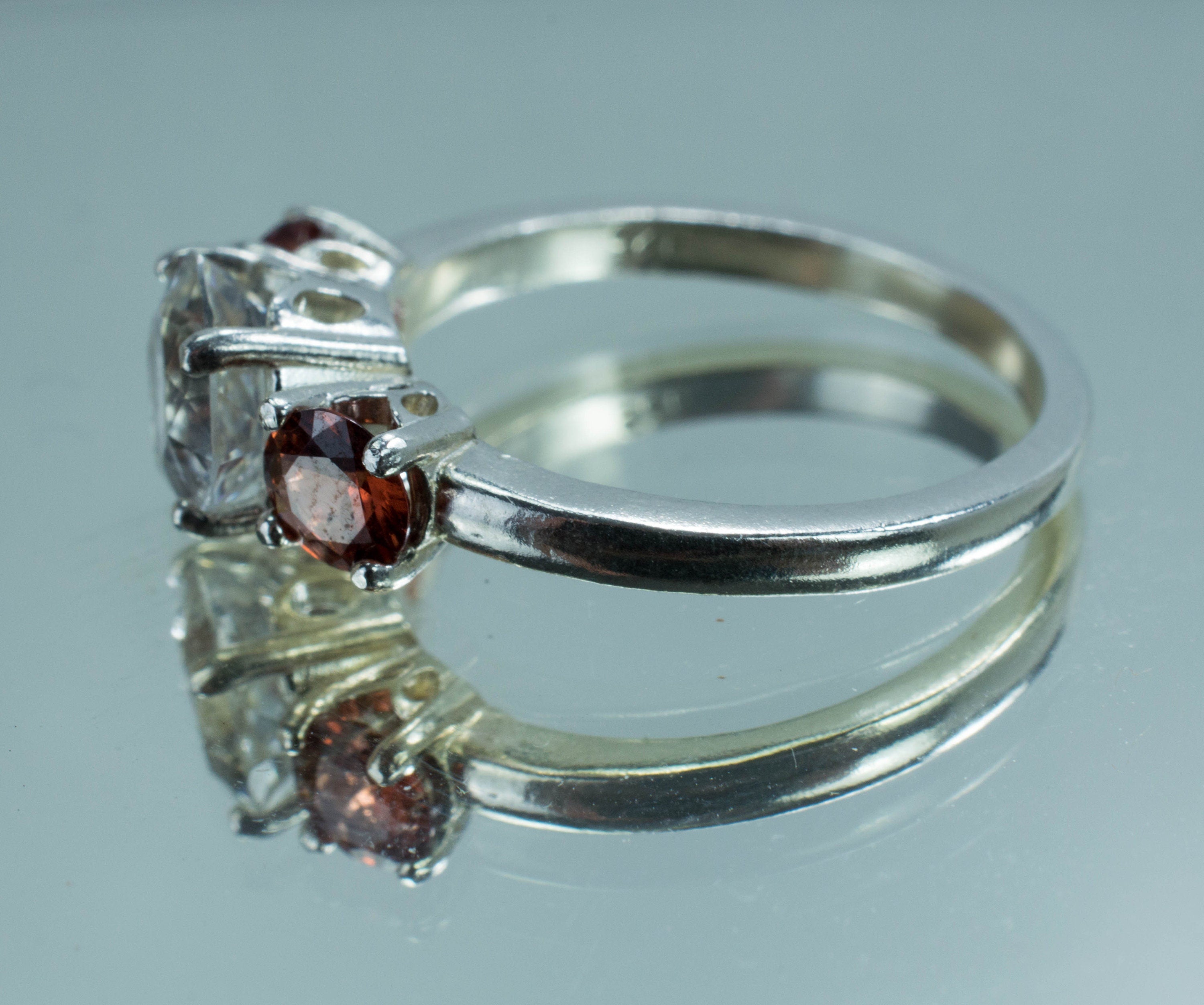 Tanzanian Quartz and Rhodolite Garnet Sterling Silver Ring, Genuine Untreated Mondo Quartz and NC Rhodolite - Mark Oliver Gems