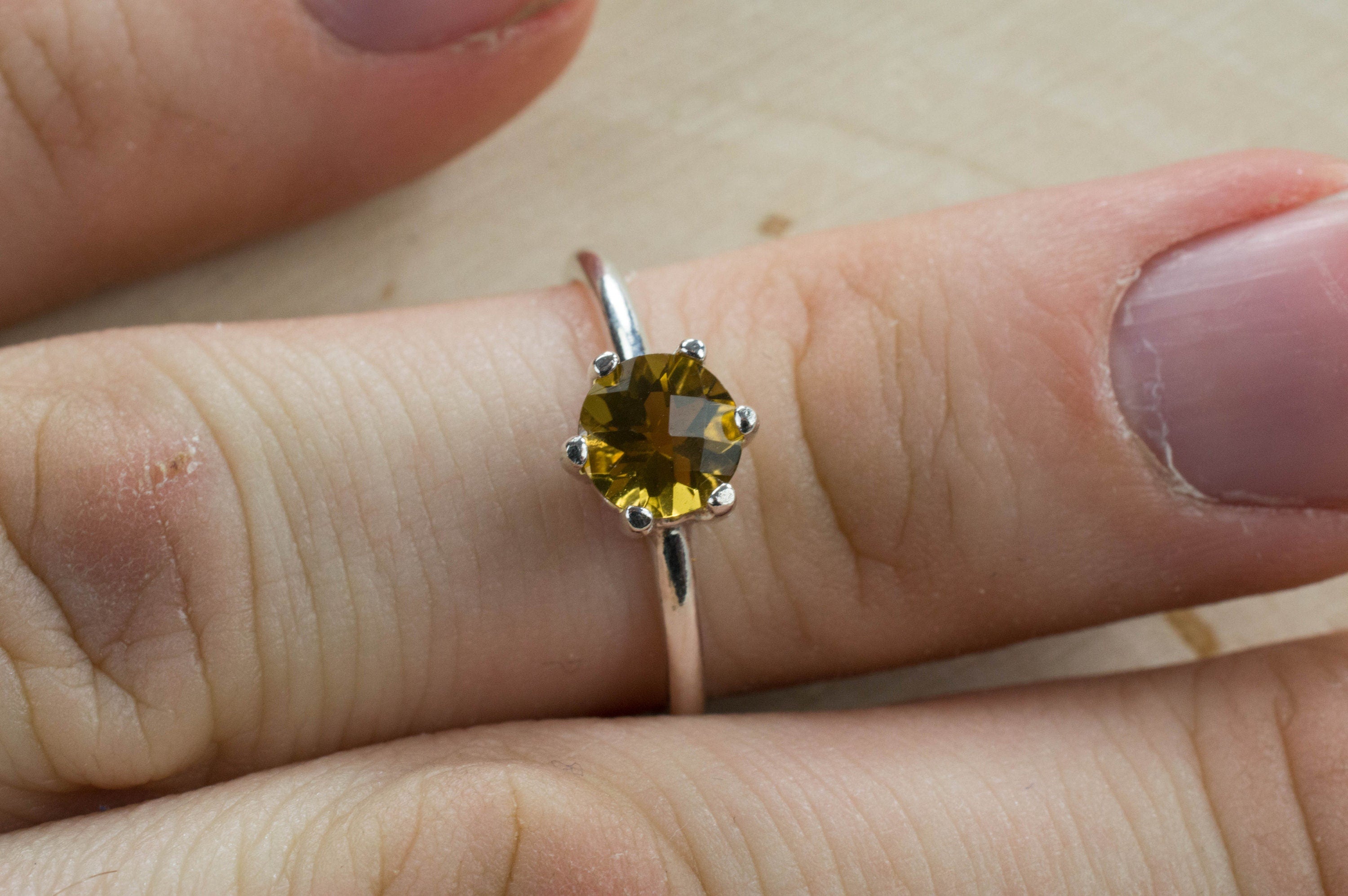 Whiskey Quartz Sterling Silver Ring, Genuine Untreated Brazil Quartz; Whiskey Quartz Ring - Mark Oliver Gems