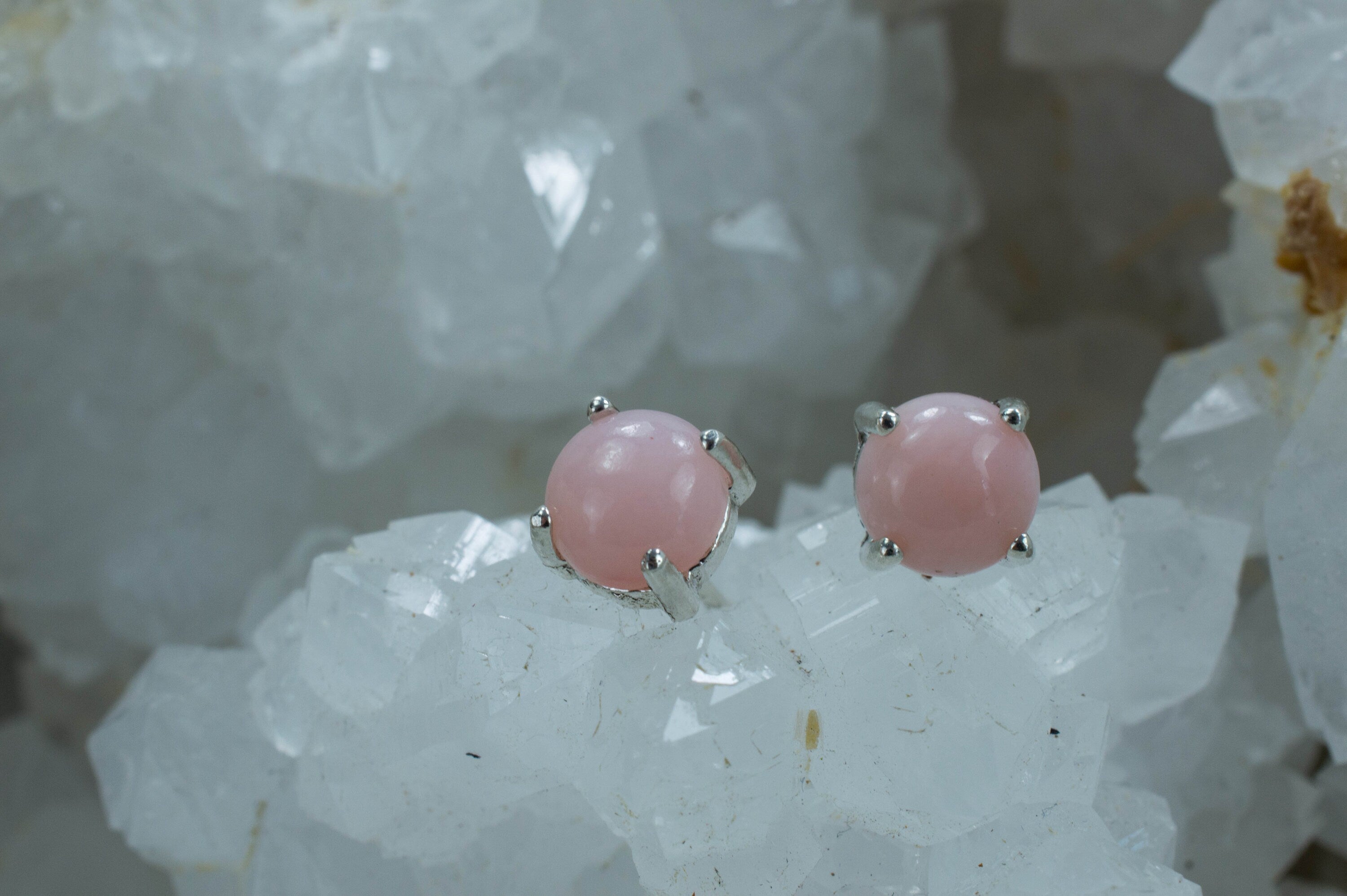 Pink Opal Sterling Silver Earrings, Genuine Untreated Peru Opal; Opal Earrings - Mark Oliver Gems