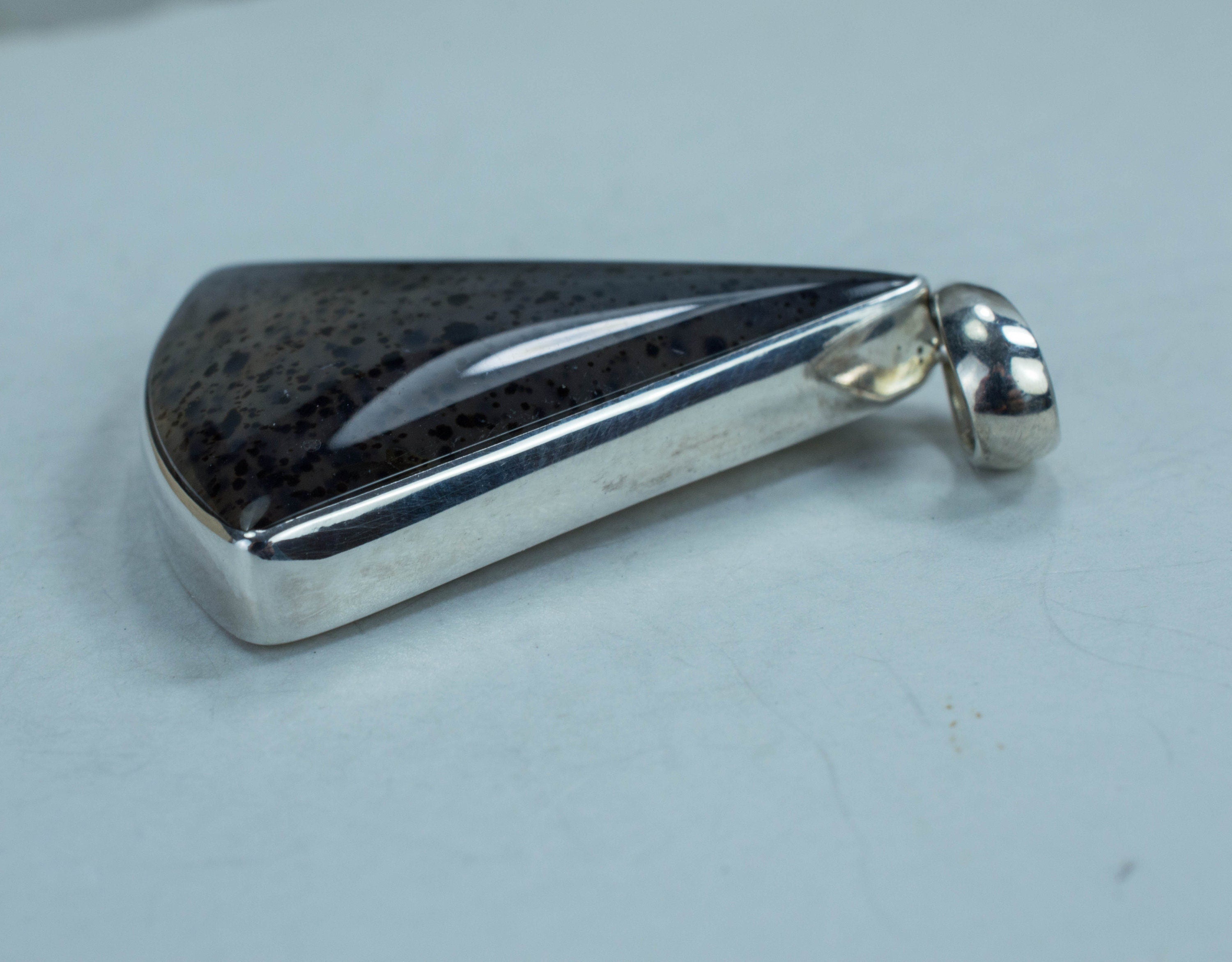 Montana Moss Agate Sterling Silver Pendant, Genuine Untreated Agate; Montana Agate Pendant - Mark Oliver Gems