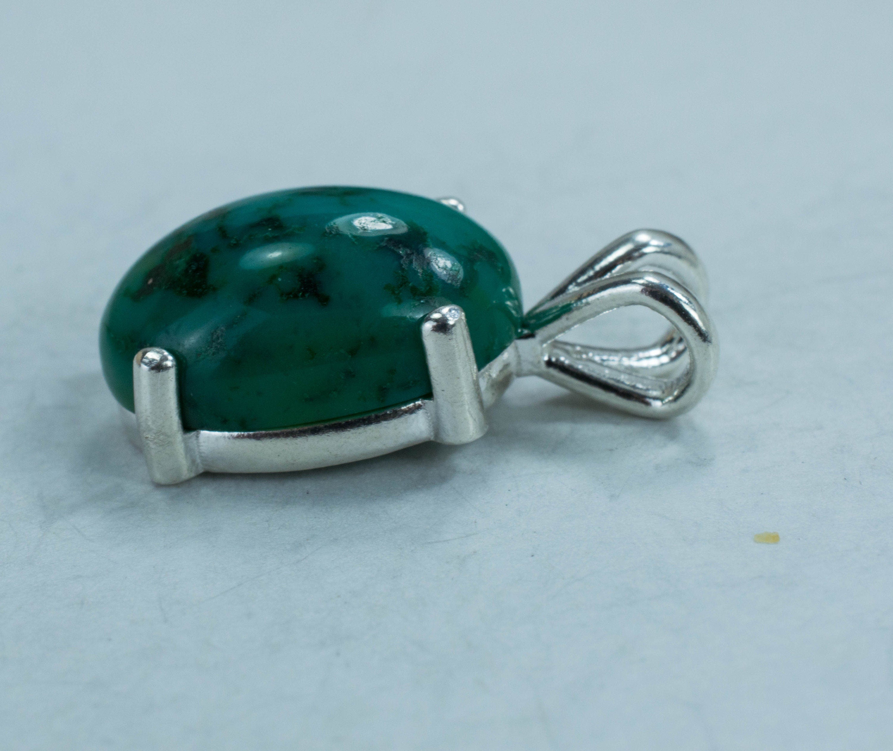 Gem Silica Sterling Silver Pendant; Genuine Untreated Peru Chalcedony - Mark Oliver Gems