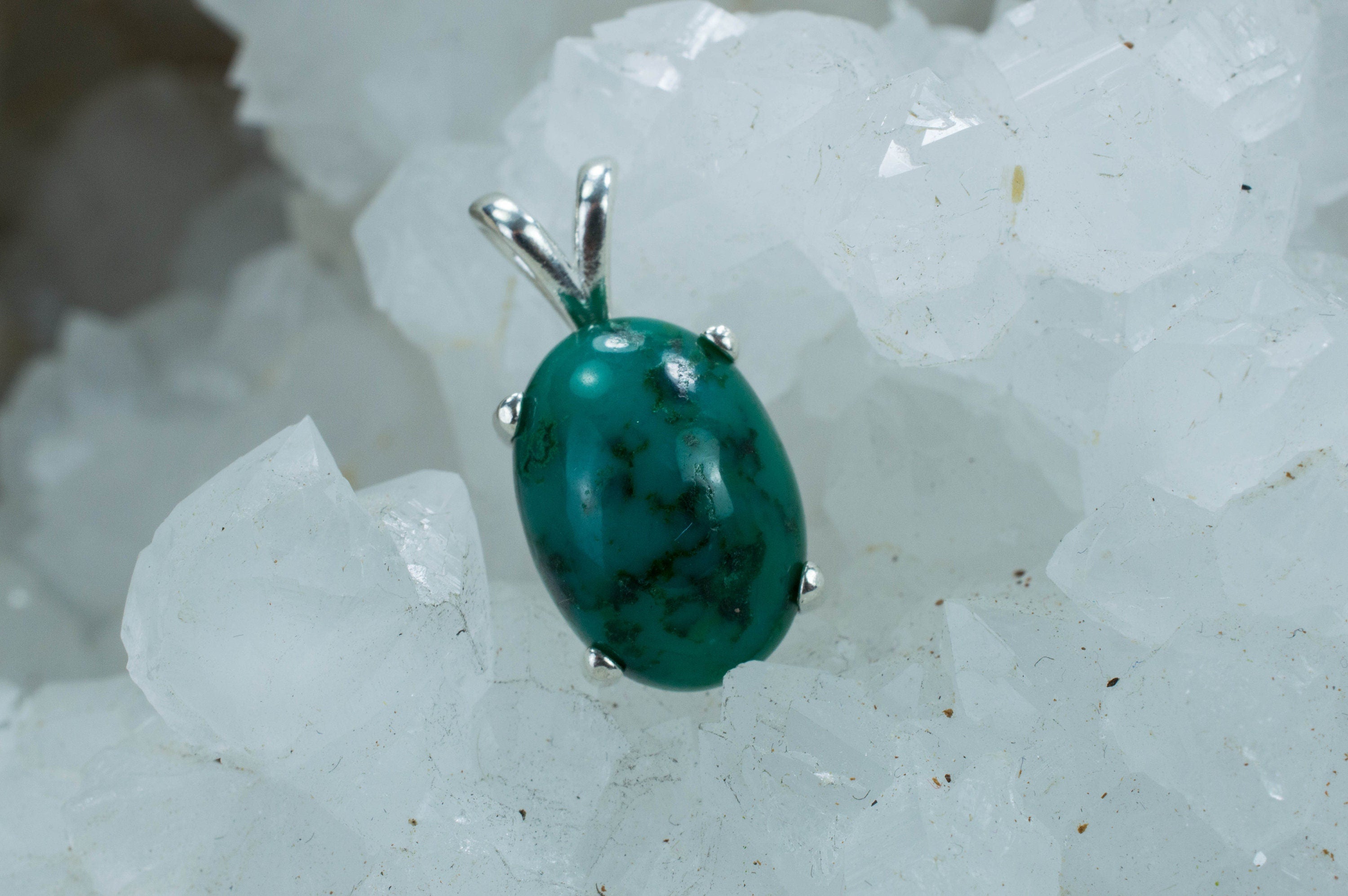 Gem Silica Sterling Silver Pendant; Genuine Untreated Peru Chalcedony - Mark Oliver Gems