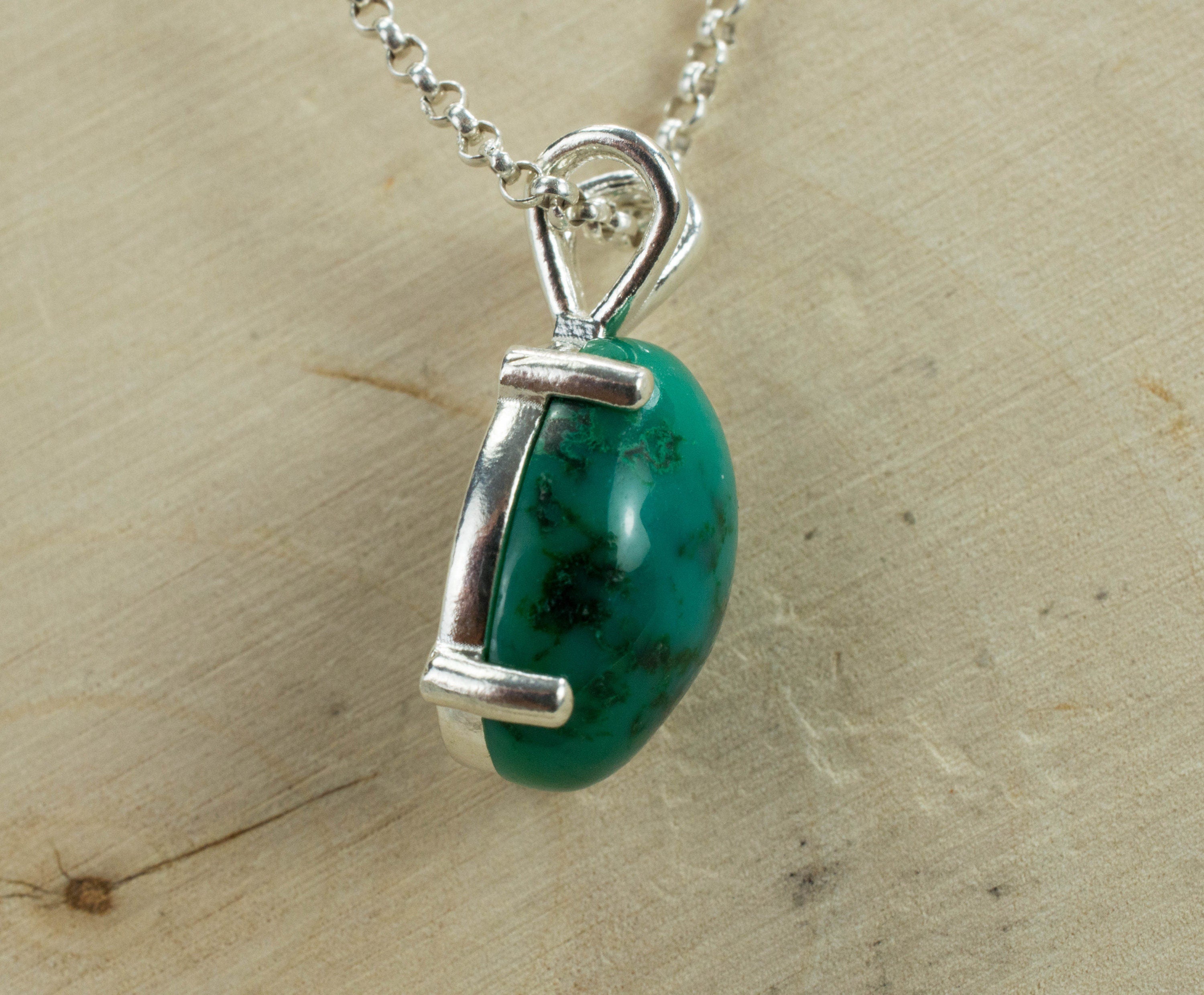 Gem Silica Sterling Silver Pendant; Genuine Untreated Peru Chalcedony - Mark Oliver Gems